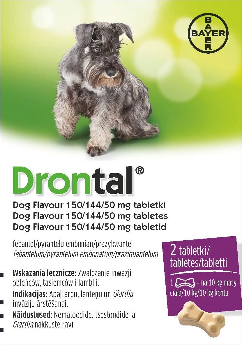 DRONTAL DOG FLAVOUR 150/144/50MG TABLETES SUŅIEM N2 - Produkta attēls 