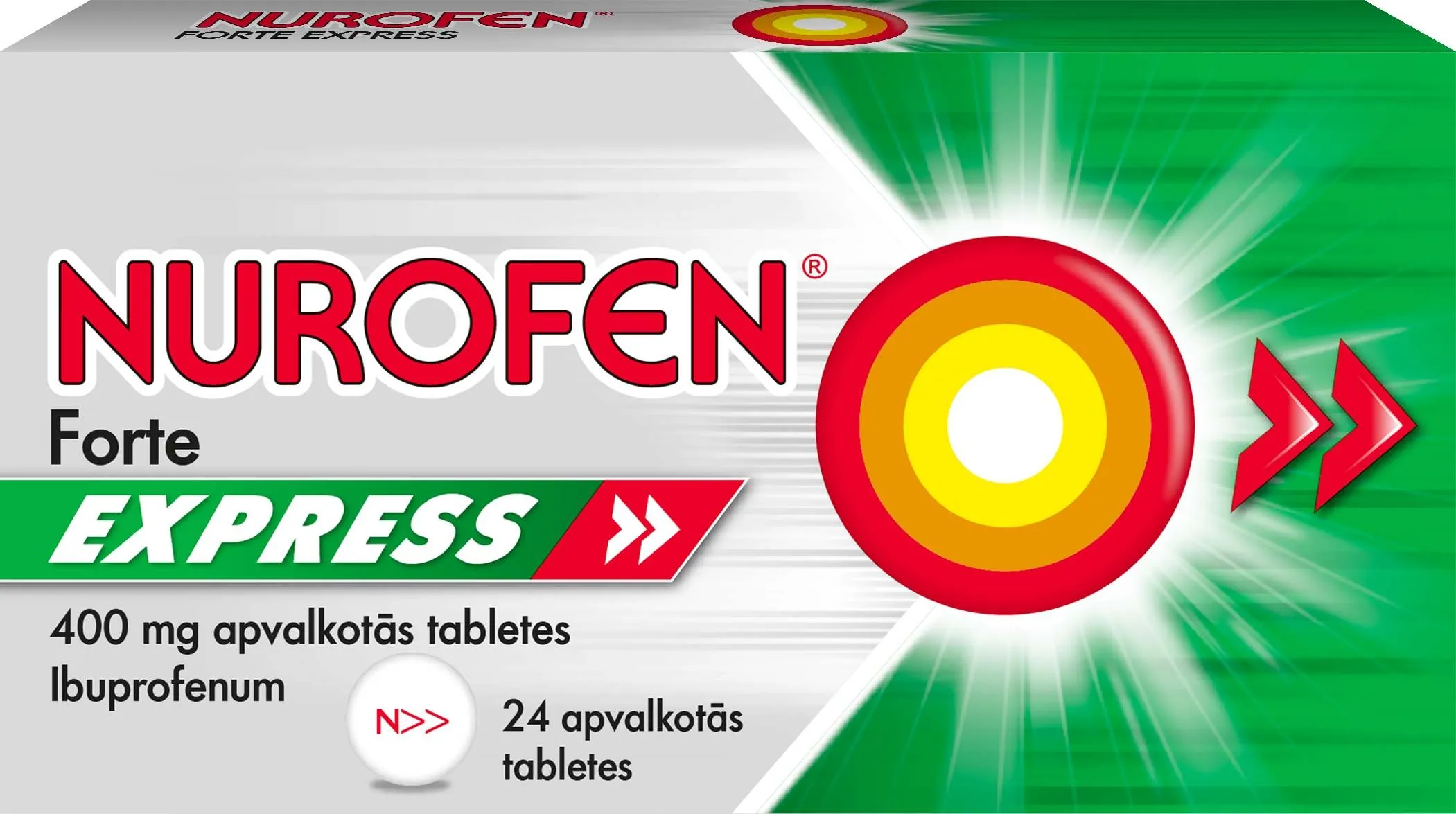 NUROFEN Forte Express 400 mg apvalkotās tabletes, 24 gab. - Produkta attēls 