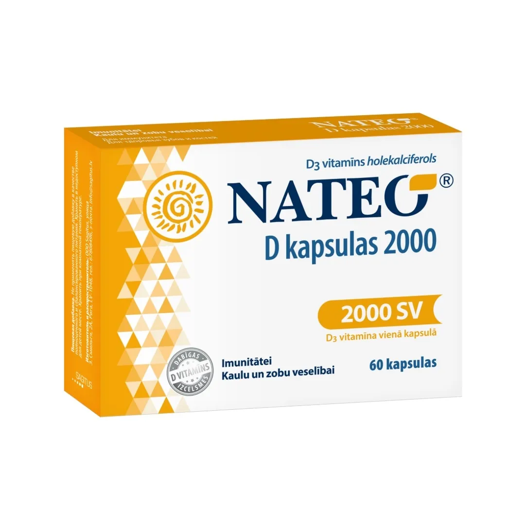 NATEO D 2000 kapsulas, 60 gab. - Produkta attēls 3