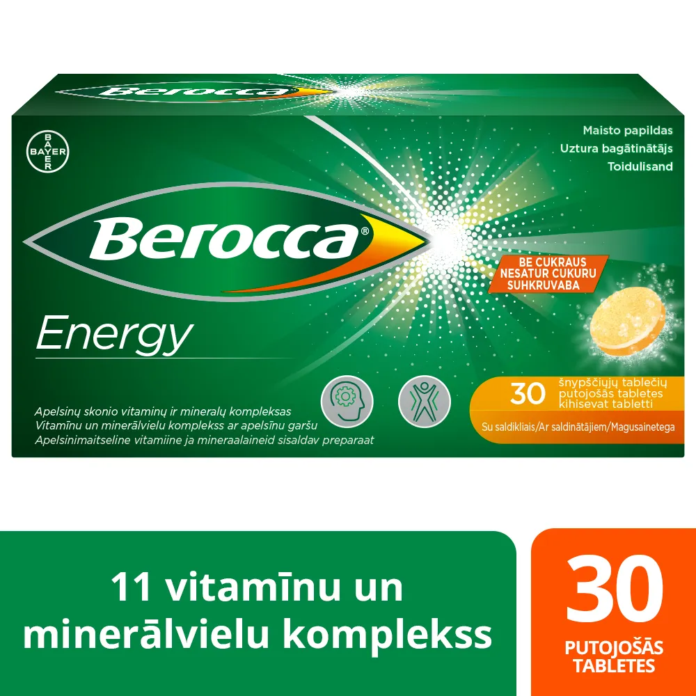 BEROCCA Energy putojošās tabletes, 30gab - Produkta attēls 1