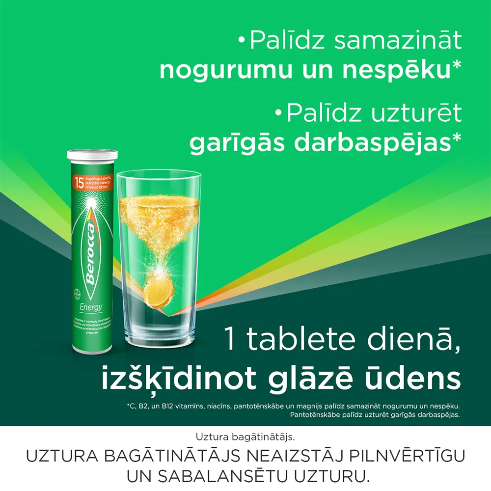 BEROCCA Energy putojošās tabletes, 15gab - Produkta attēls 2