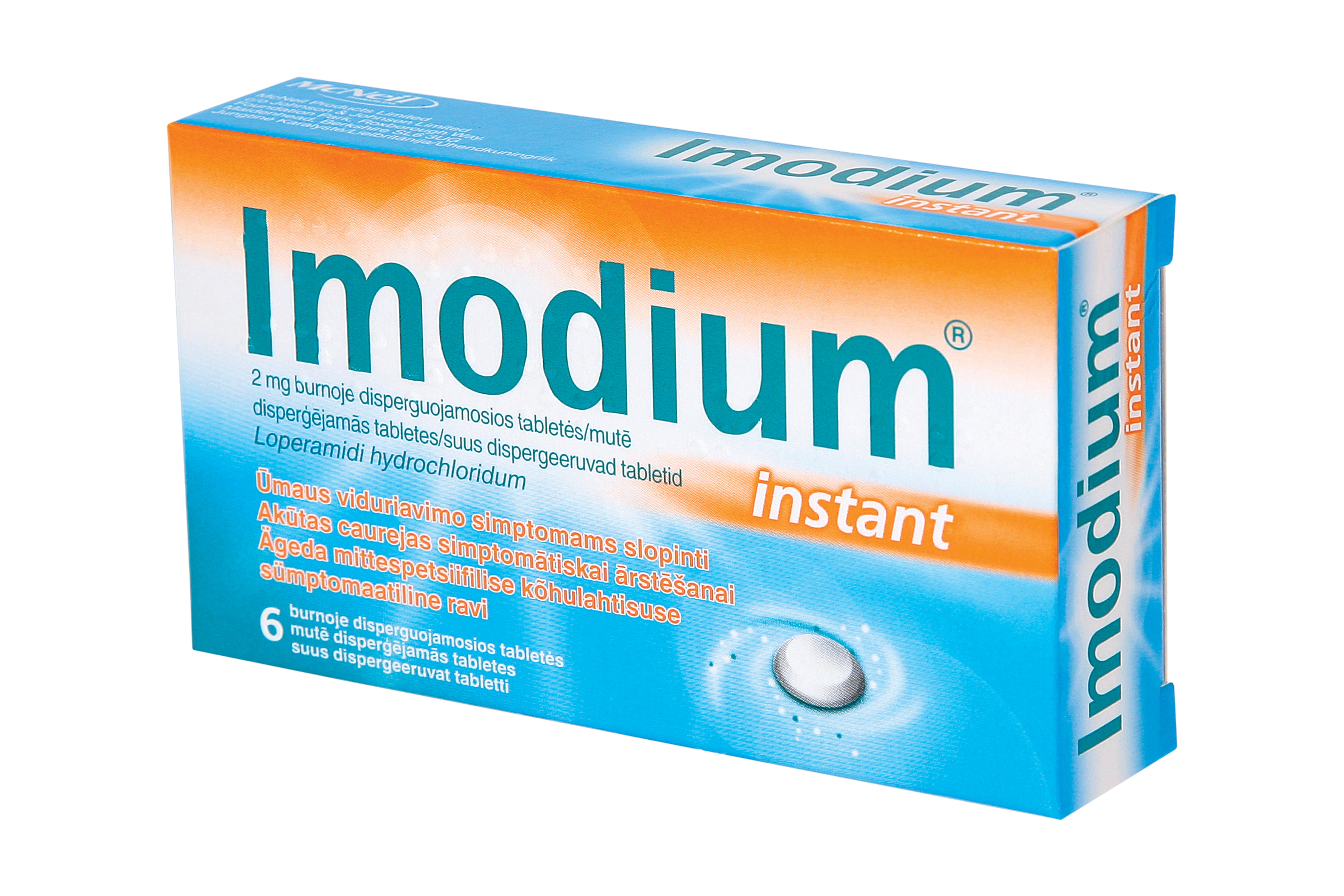 IMODIUM Instant 2 mg mutē dispereģējamās tabletes, 6 gab. - Produkta attēls 