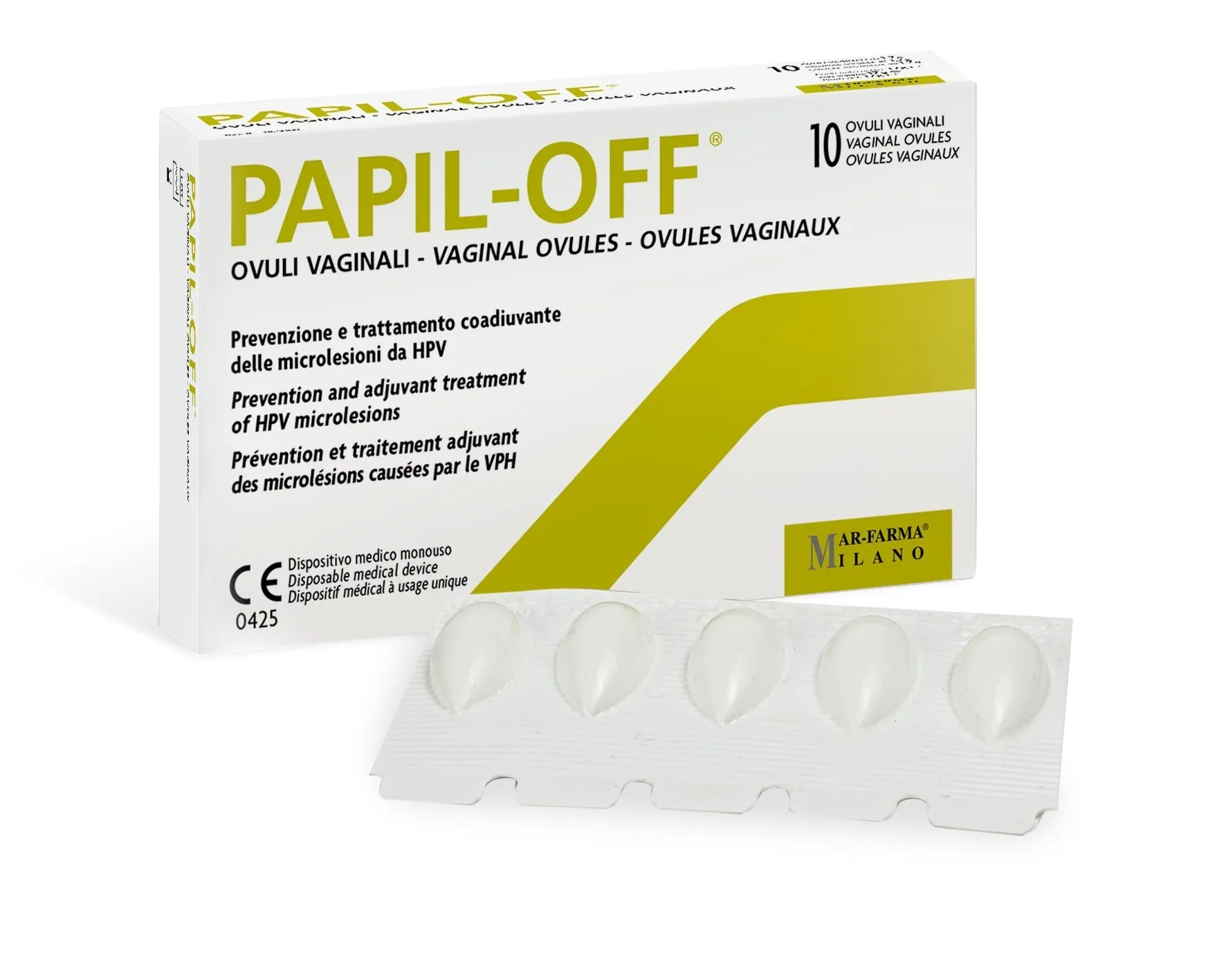 PAPIL OFF® vaginālās svecītes, 10 gab - Produkta attēls 