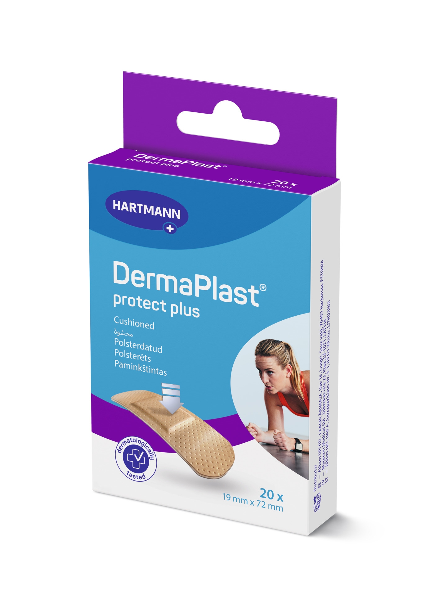 DERMAPLAST Protect Plus plāksteri (19 x 72 mm), 20 gab - Produkta attēls 