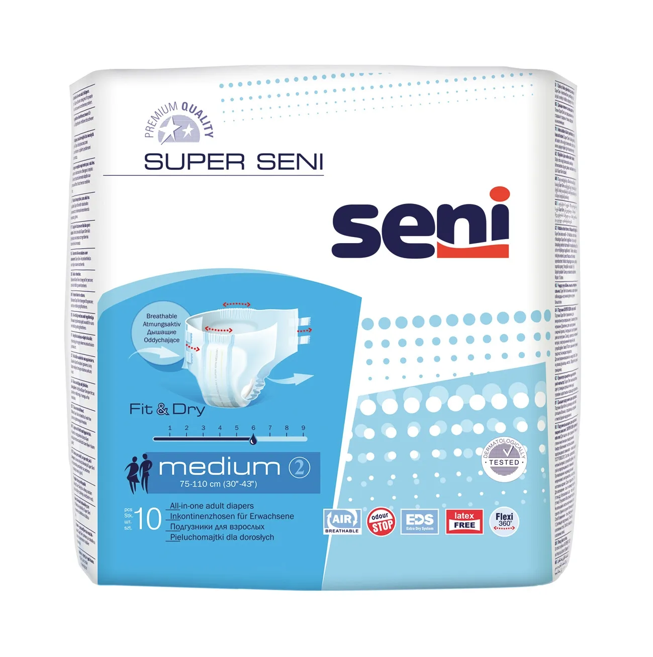 SENI SUPER autiņbikses pieaugušajiem, M izmērs (75-110 cm), 10 gab. - Produkta attēls 