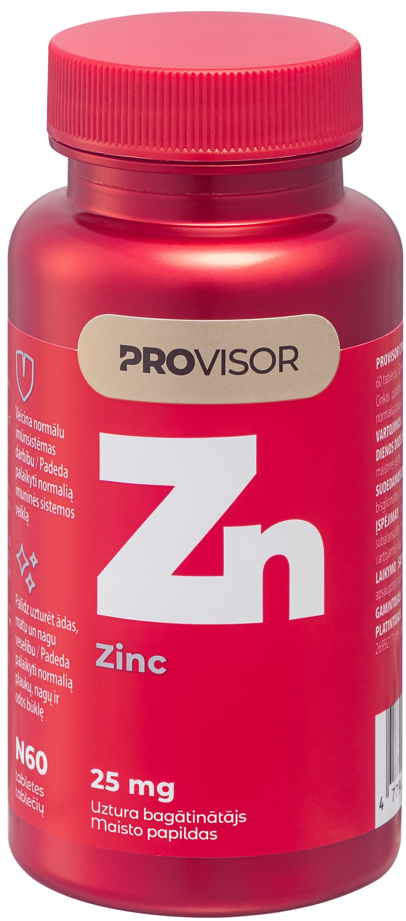 PROVISOR Zinc tabletes, 25 mg, 60 gab - Produkta attēls 