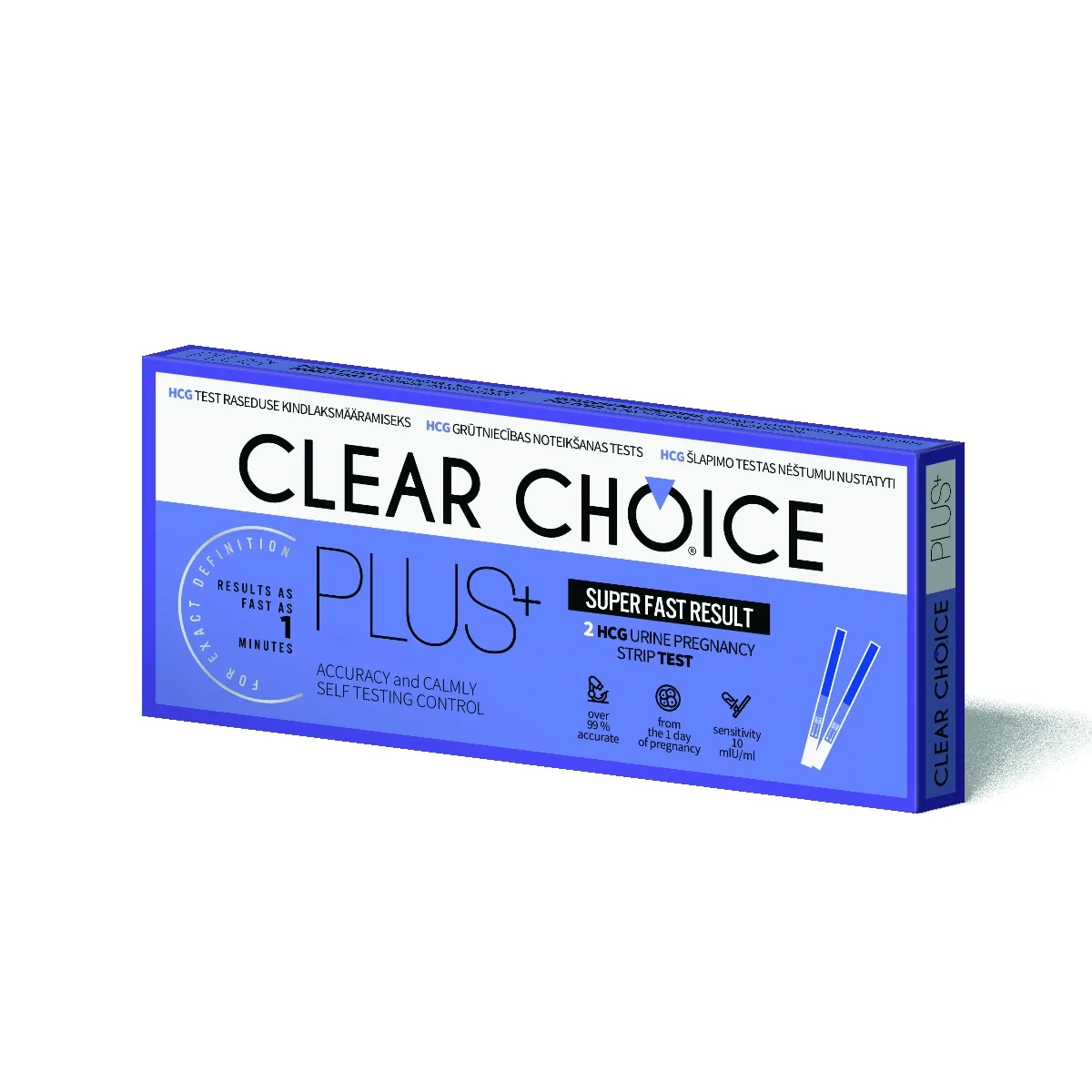 Clear Choice - 2 strīpveida grūtniecības noteikšanas testi, 2 gab - Produkta attēls 