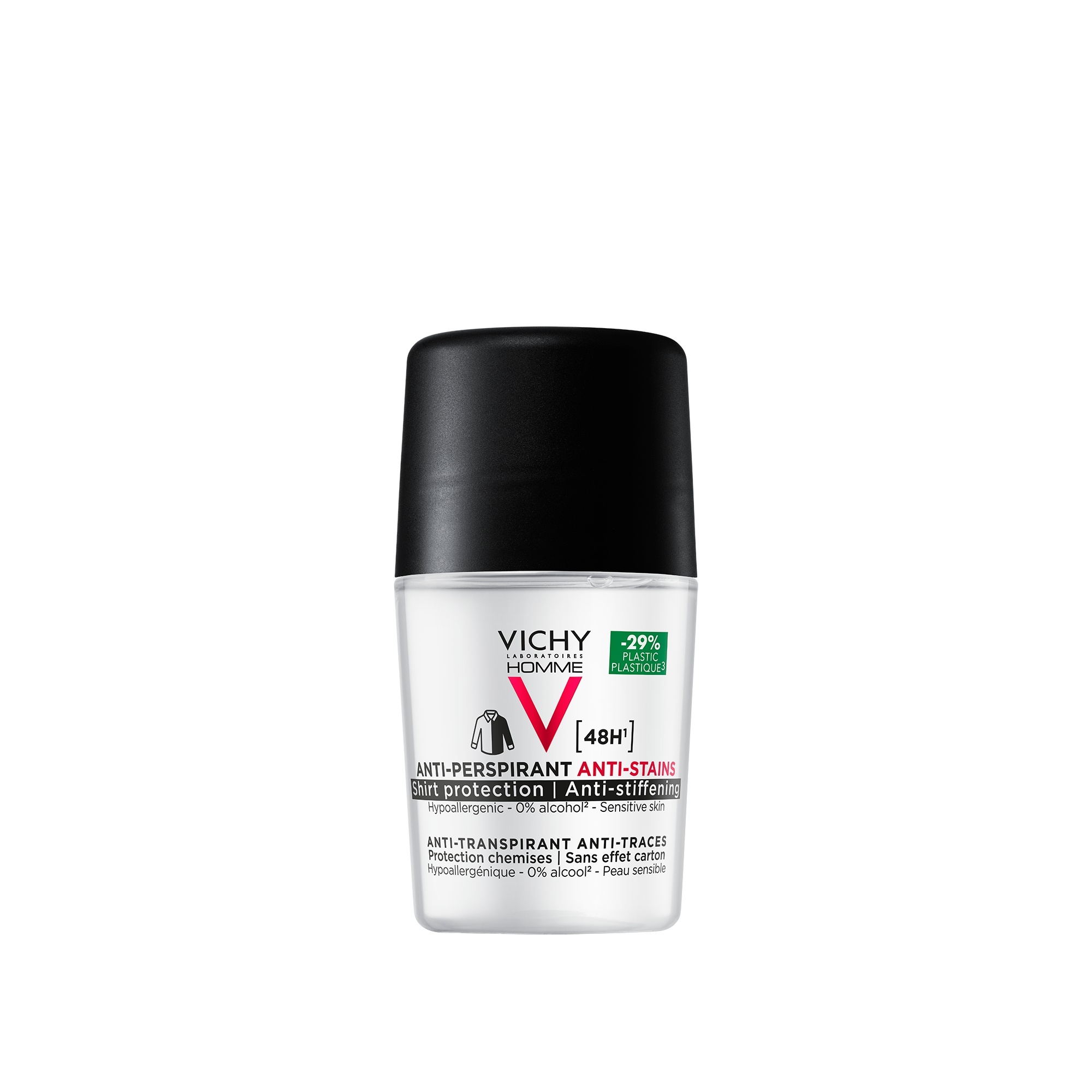 VICHY Homme Dezodorants-rullītis 48h apģērbu saudzējošs, 50 ml - Produkta attēls 