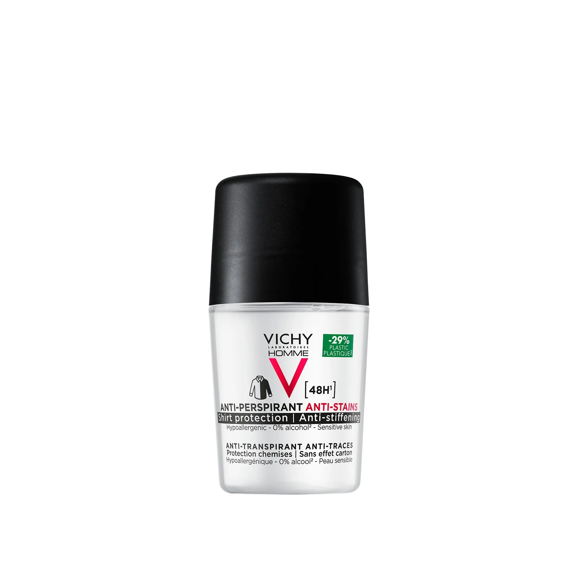 VICHY Homme Dezodorants-rullītis 48h apģērbu saudzējošs, 50 ml - Produkta attēls 