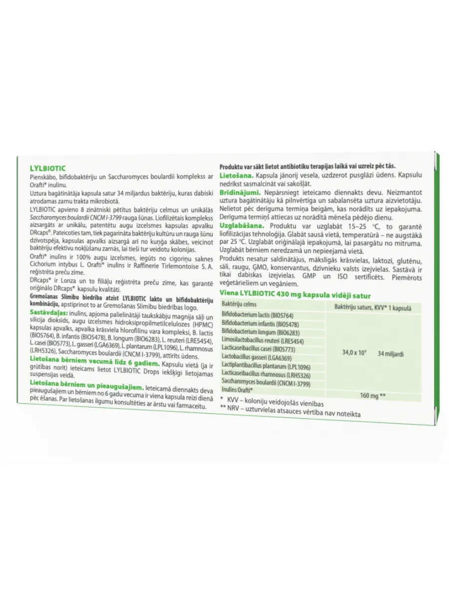 LYL BIOTIC, 14 kapsulas - Produkta attēls 2
