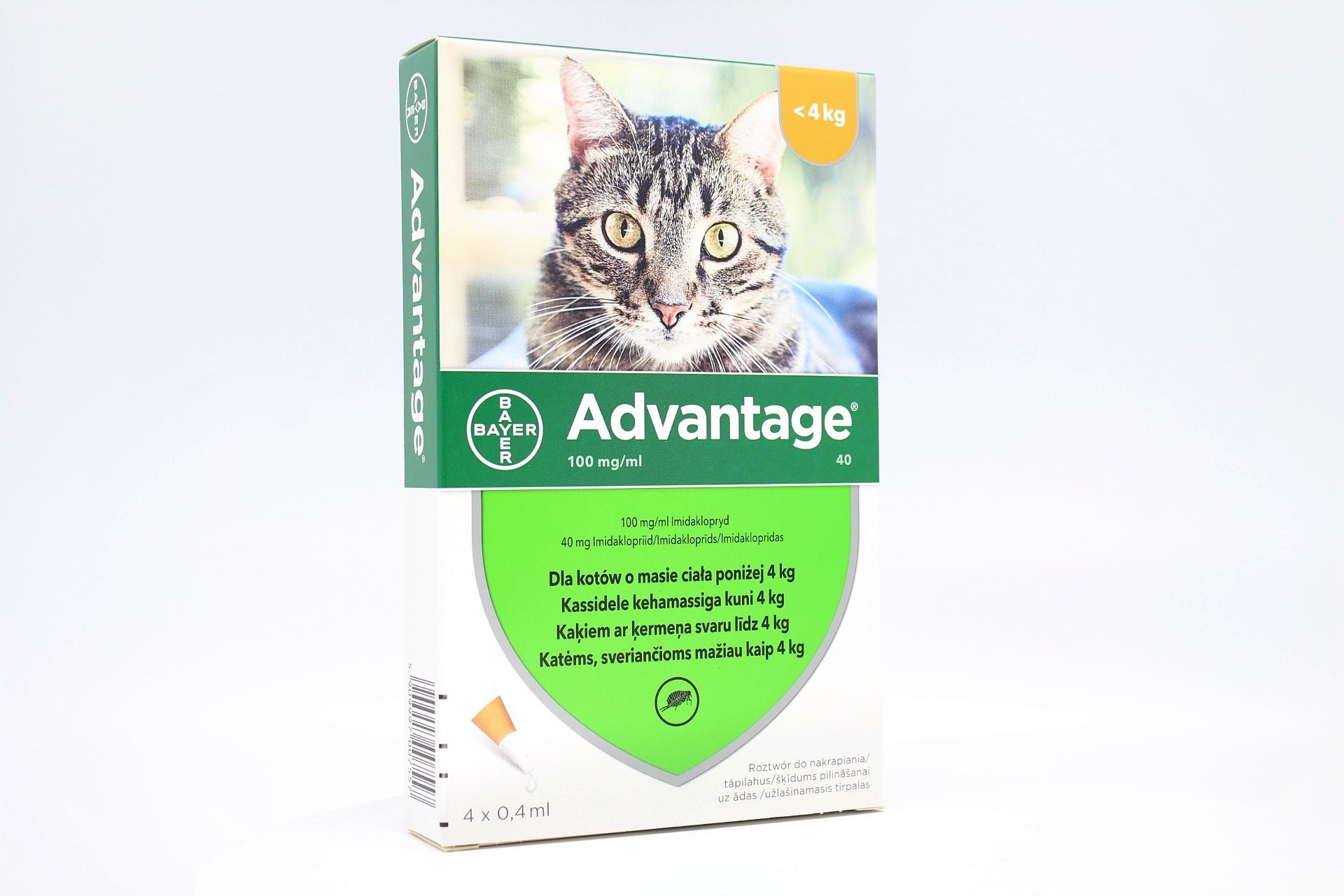 ADVANTAGE 40MG 10% ŠĶĪD 0.4ML KAĶIEM LĪDZ 4KG N4 - Produkta attēls 