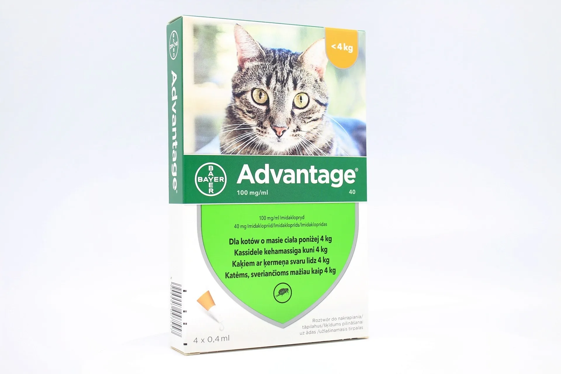 ADVANTAGE 40MG 10% ŠĶĪD 0.4ML KAĶIEM LĪDZ 4KG N4 - Produkta attēls 