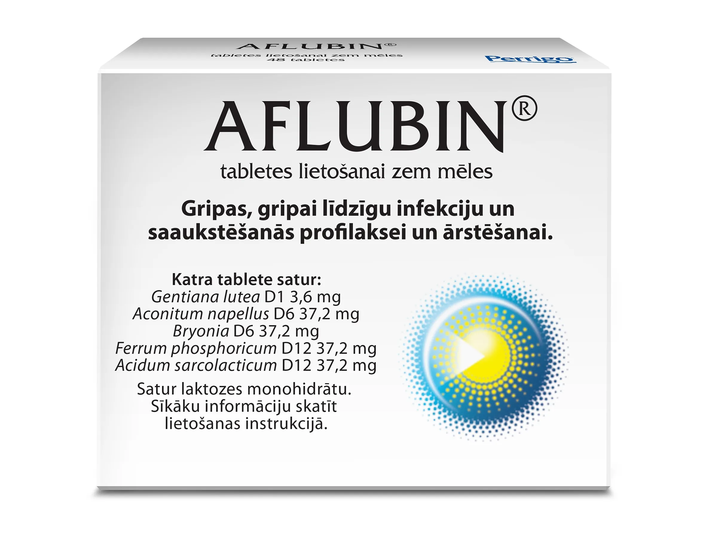 Aflubin tabletes lietošanai zem mēles N48 - Produkta attēls 