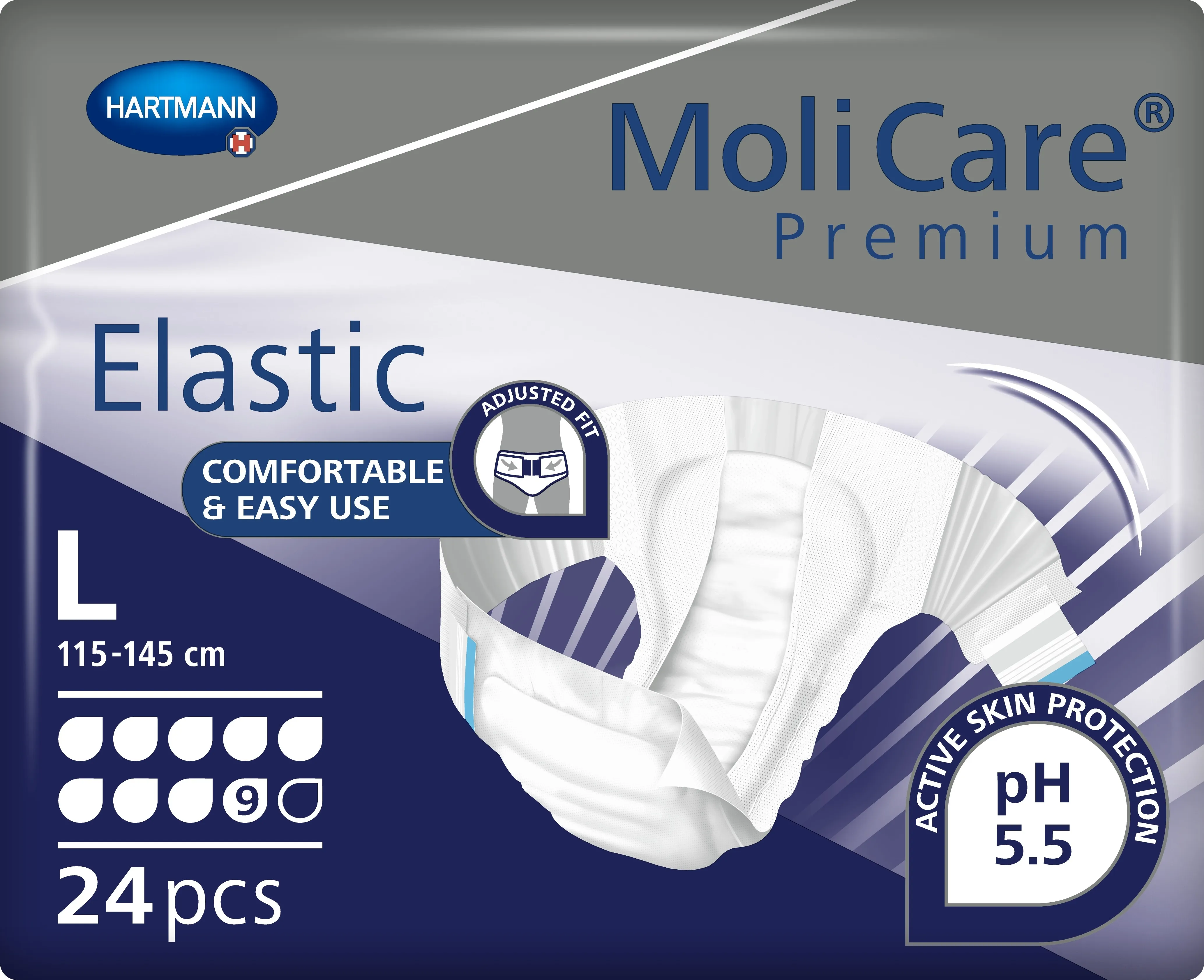 MOLICARE Premium Elastic autiņbikses (L izmērs, 9 piles), 24 gab - Produkta attēls 