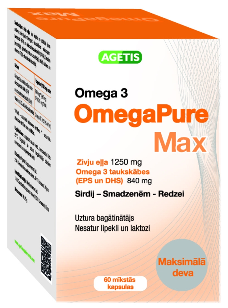 OMEGAPURE Max 1250 mg kapsulas, 60 gab. - Produkta attēls 