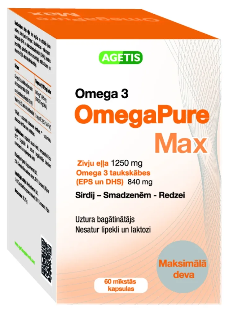 OMEGAPURE Max 1250 mg kapsulas, 60 gab. - Produkta attēls 
