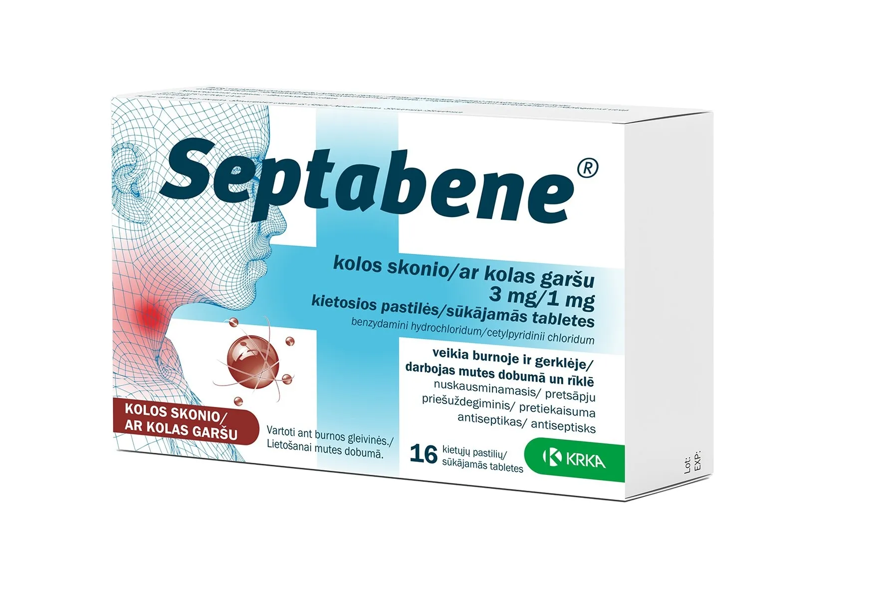SEPTABENE 3MG/1MG SŪKĀJAMĀS TBL KOLA N16 - Produkta attēls 
