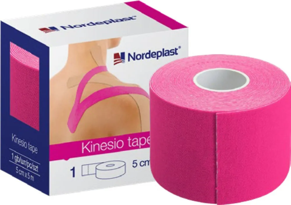 Kinezioloģiskais teips Nordepast 5 cm x 5 m rozā, 1 gab - Produkta attēls 