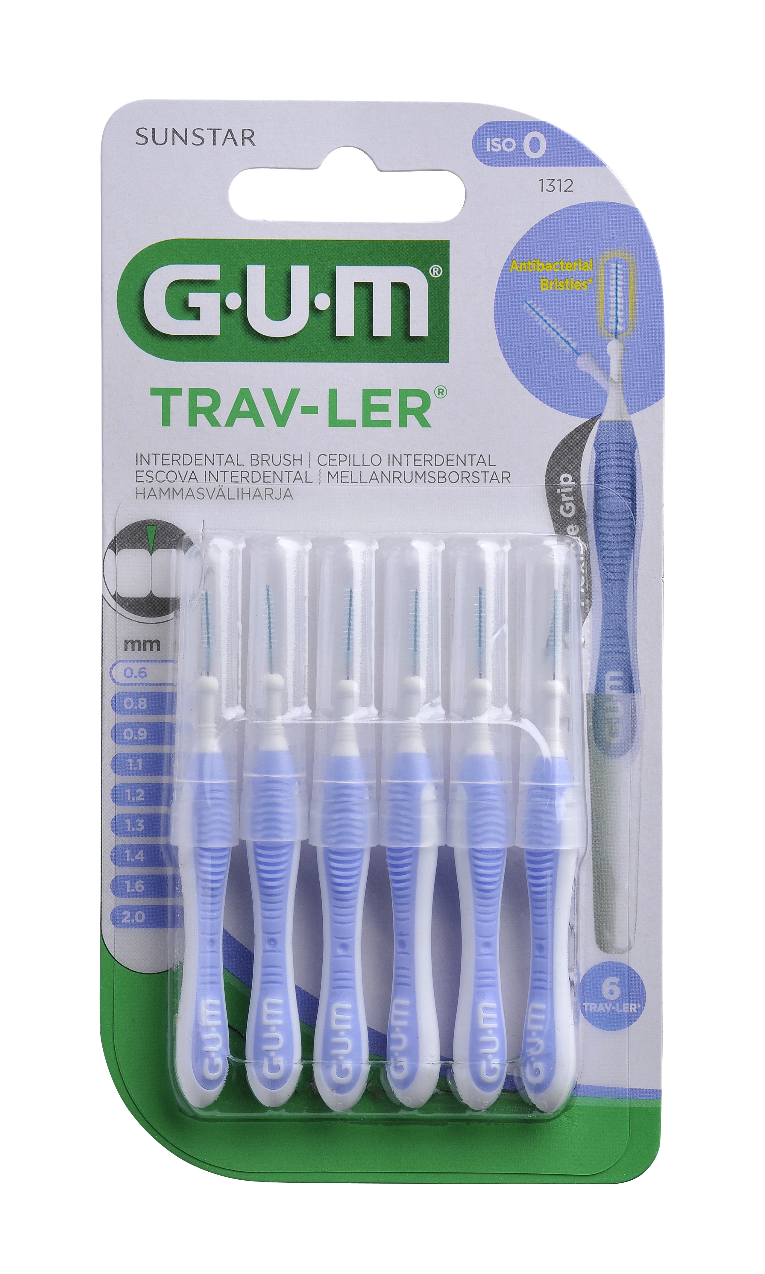 GUM® Trav-Ler starpzobu birstīte, 0,6 mm, 6 gab - Produkta attēls 