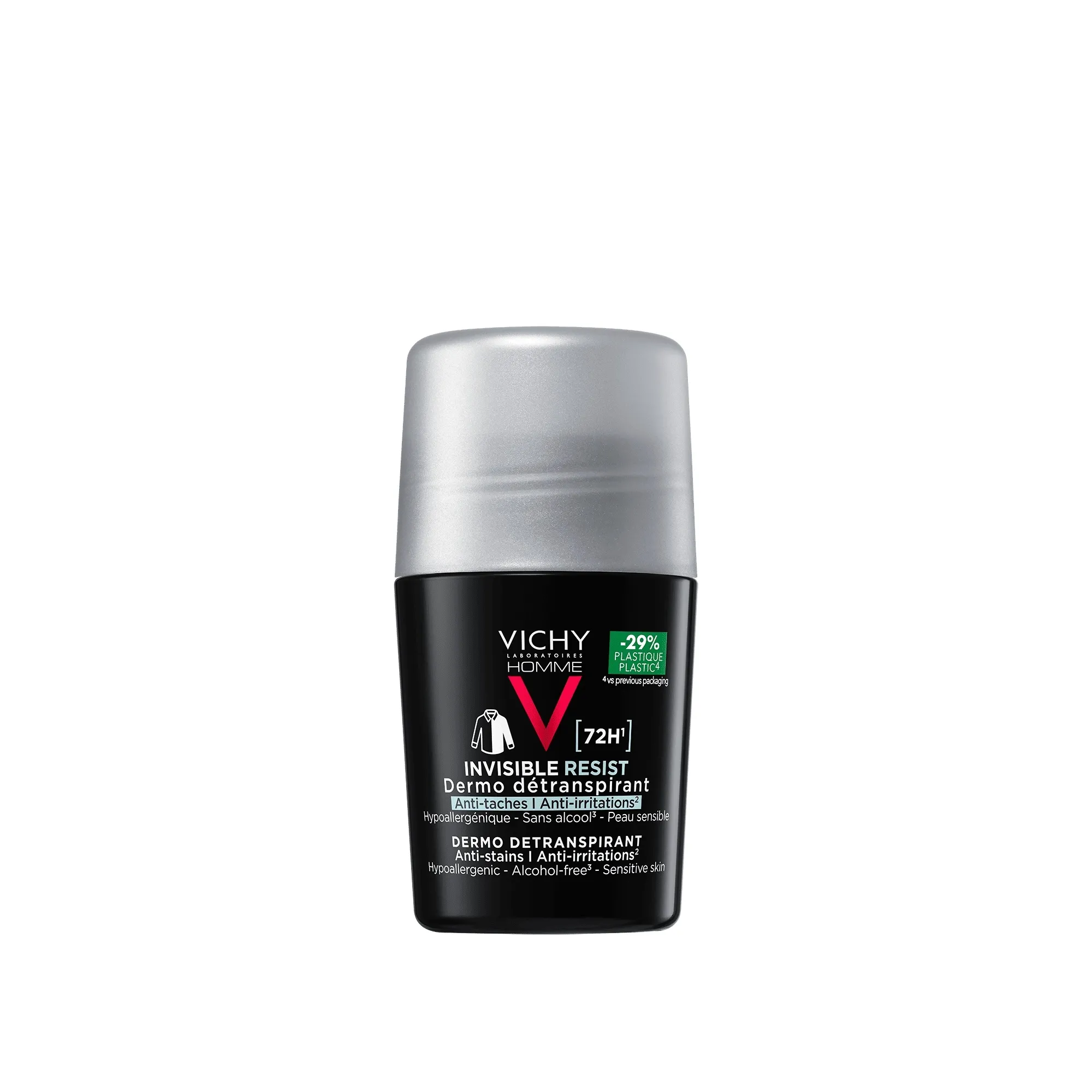 VICHY Homme dezodorants-rullītis 72h apģērbu saudzējošs, 50 ml - Produkta attēls 