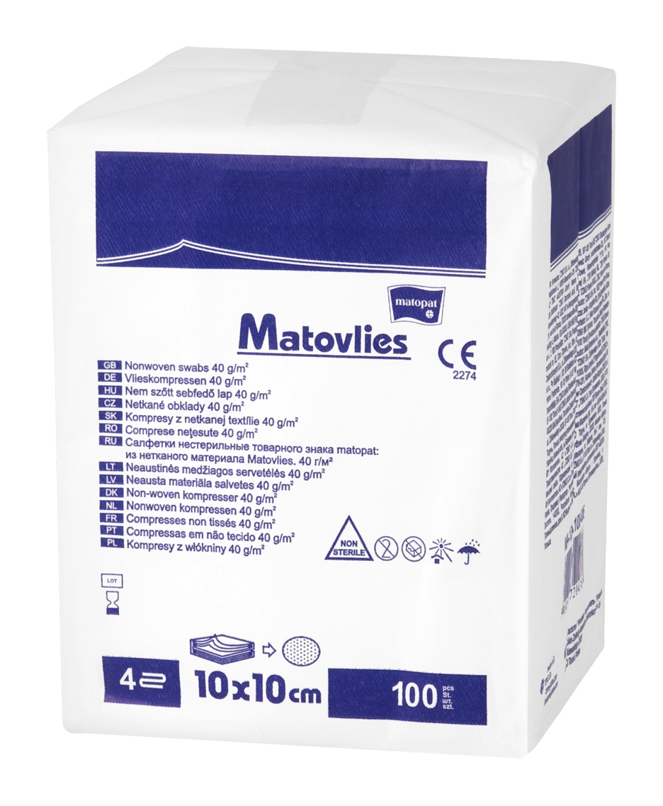 MATOPAT MATOVLIES nesterilas marles salvetes, 10x10 cm, 100 gab. - Produkta attēls 