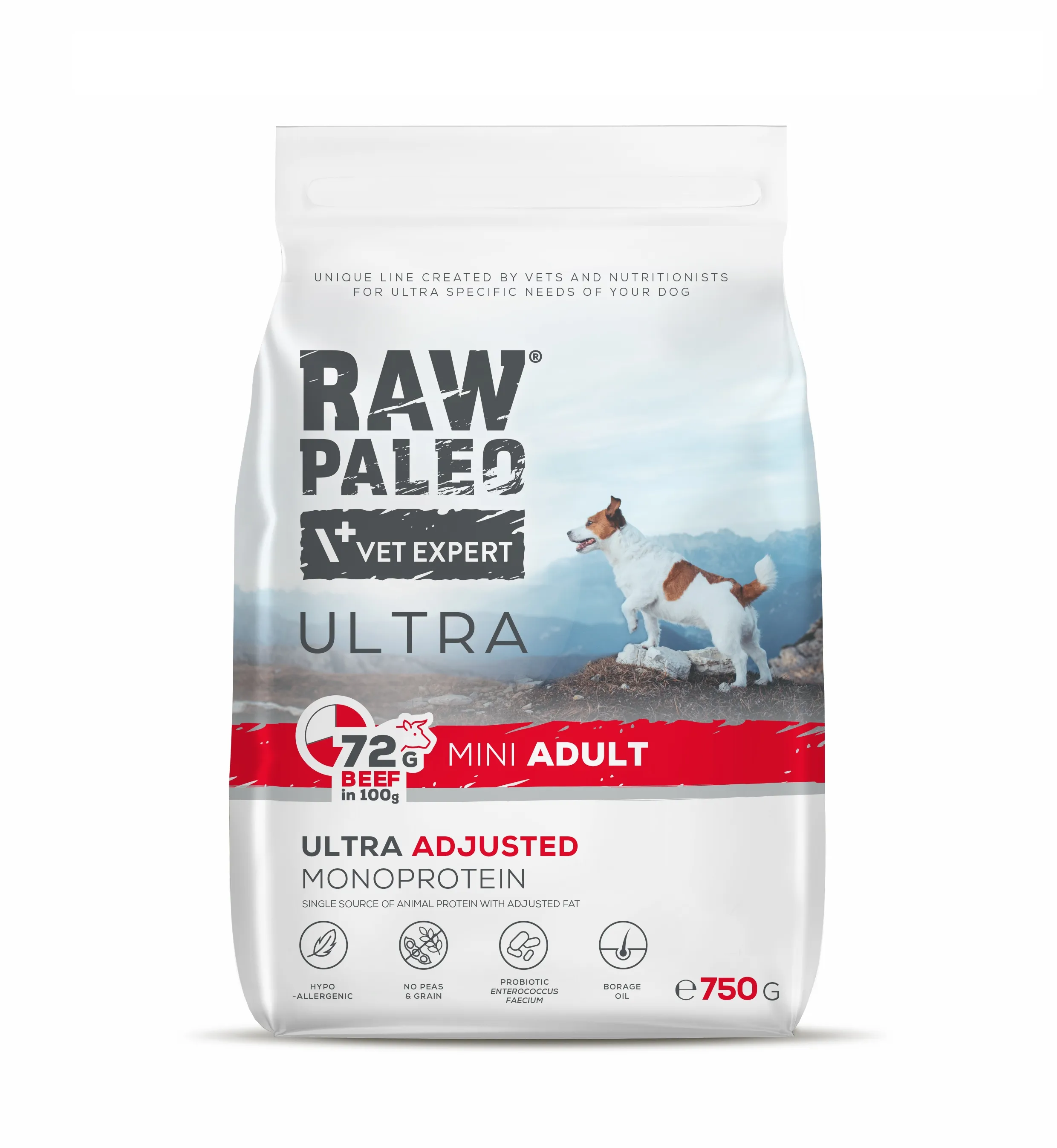 RAW PALEO ULTRA SUŅU SAUSĀ B MINI LIELLOPS 750G - Produkta attēls 