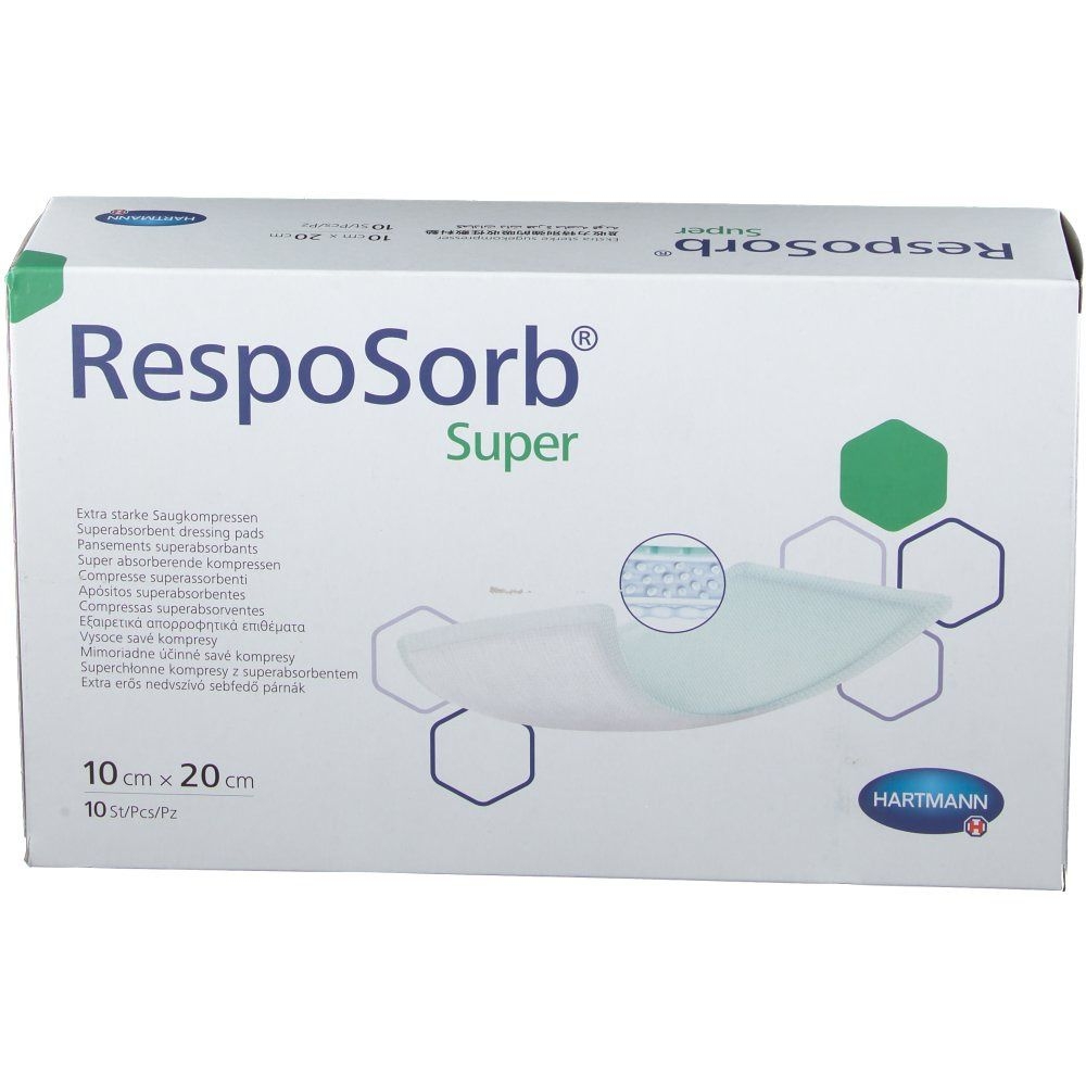 RESPOSORB Super brūču pārsējs (10 x 20 cm), 10 gab - Produkta attēls 