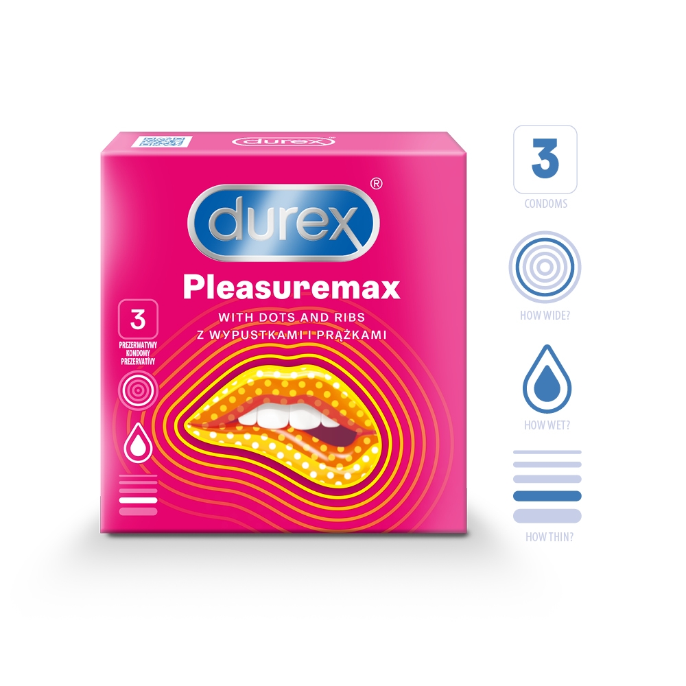 DUREX Pleasuremax prezervatīvi, 3 gab. - Produkta attēls 