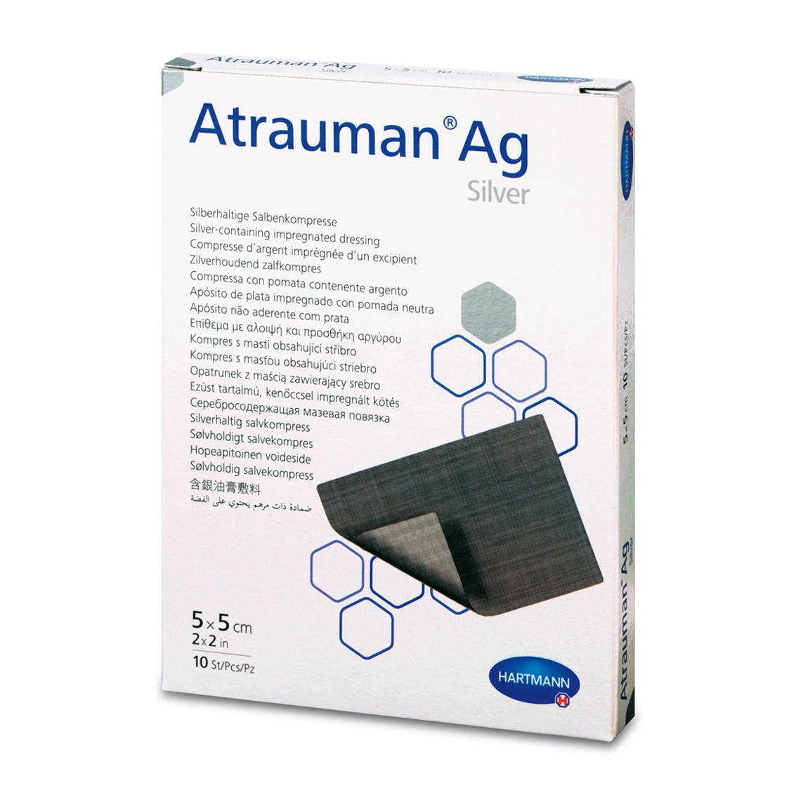 ATRAUMAN Ag brūču pārsējs (5 x 5 cm), 10 gab - Produkta attēls 