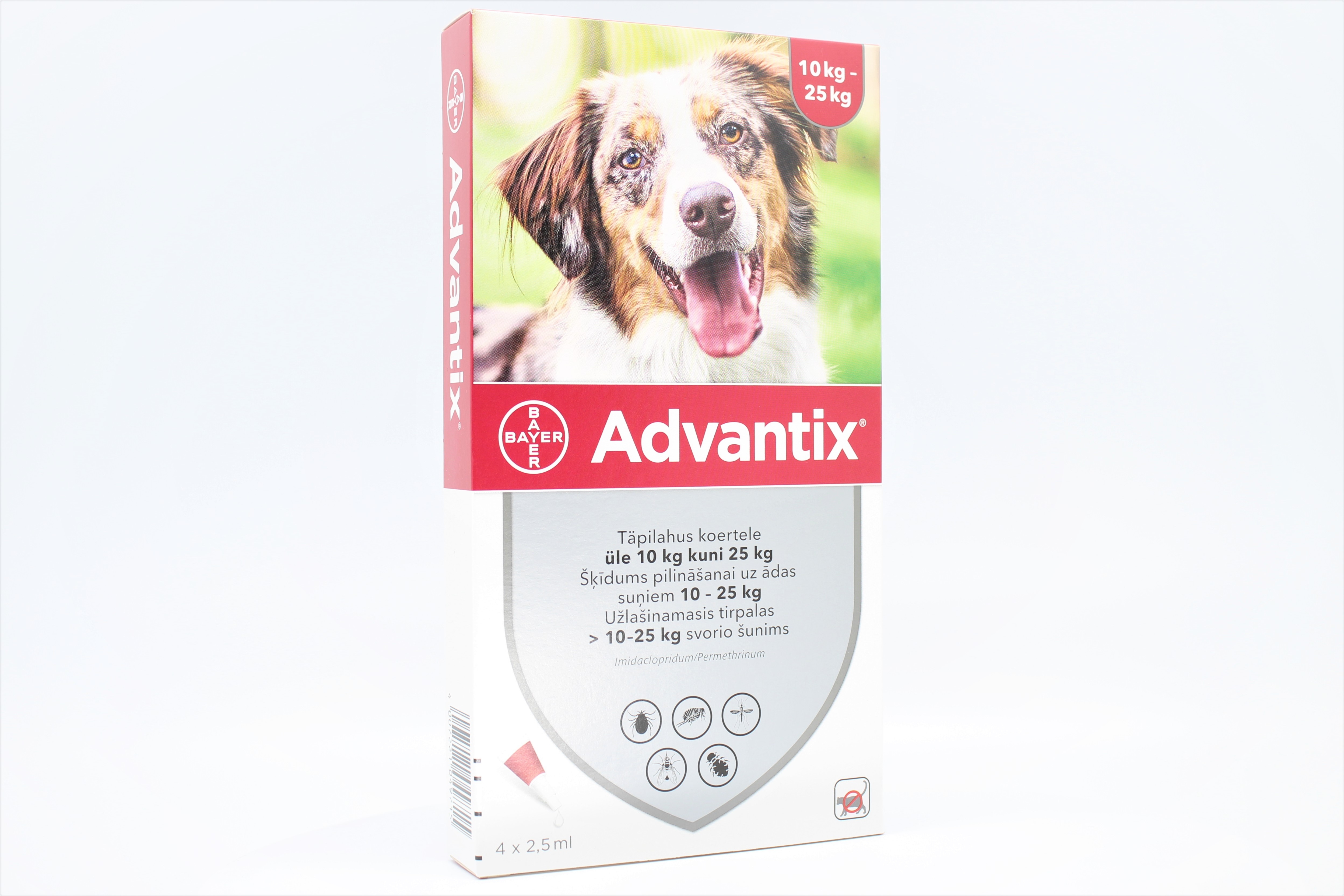 ADVANTIX   250/1250MG ŠĶĪD 2.5ML SUŅIEM 10-25KG N4 - Produkta attēls 