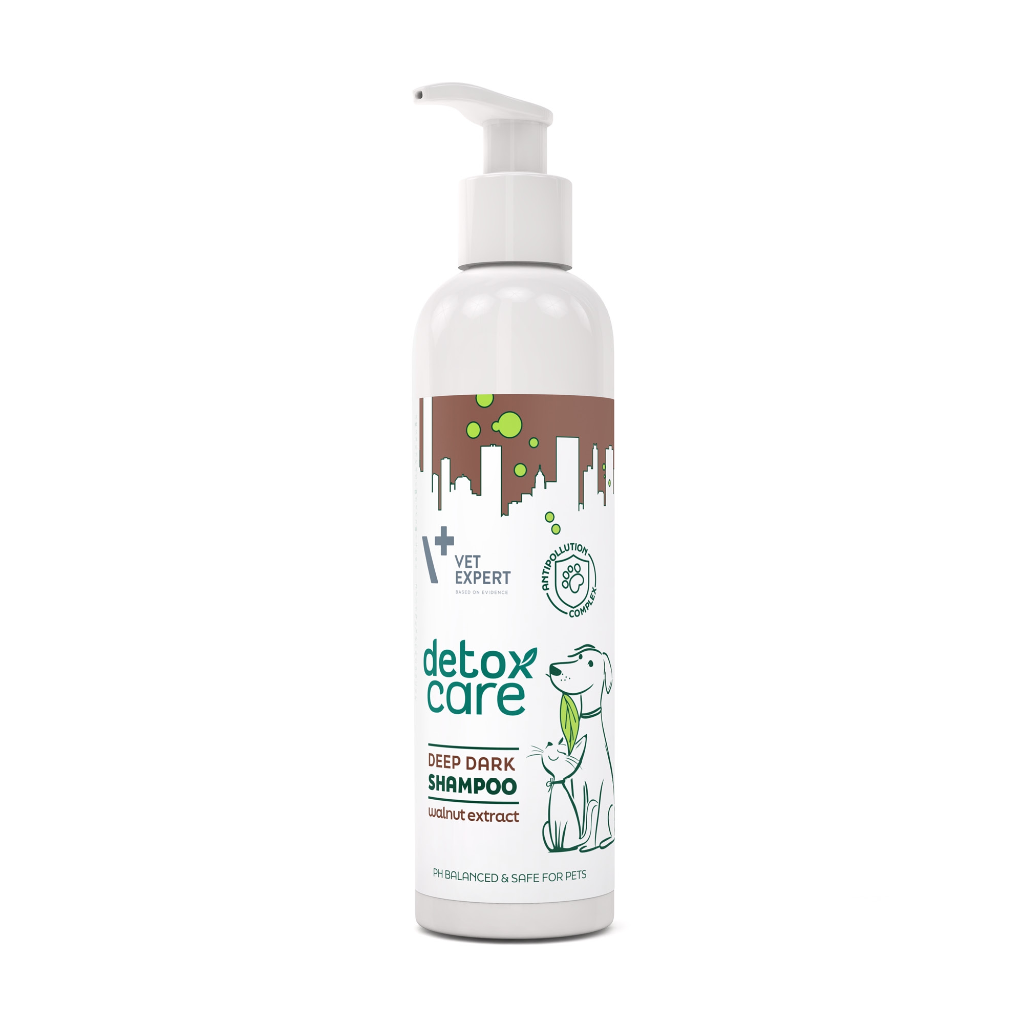 VetExpert Detox Care Deep Dark šampūns suņiem, kaķiem 250ml - Produkta attēls 