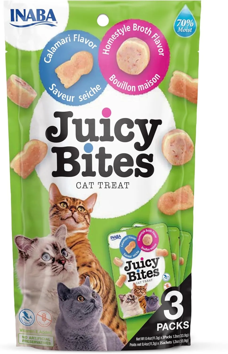 Churu Juicy Bites gabaliņi kaķiem, kalmārs&buljons 33,9g (11,3gx3) N6 - Produkta attēls 