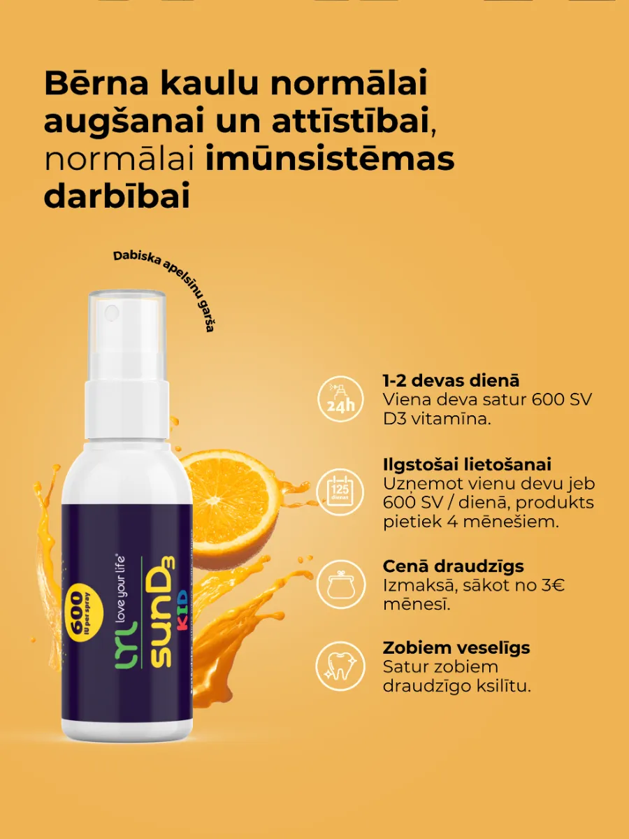 LYL sunD3 KID 600 SV, sprejs, 25 ml - Produkta attēls 3
