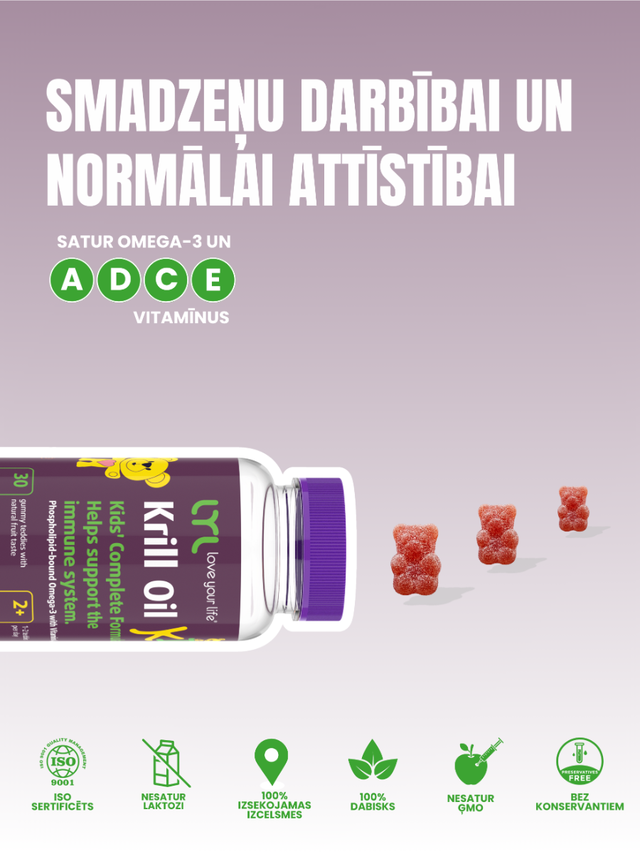 LYL Krill Oil KID, 30 želejas lācīši - Produkta attēls 3