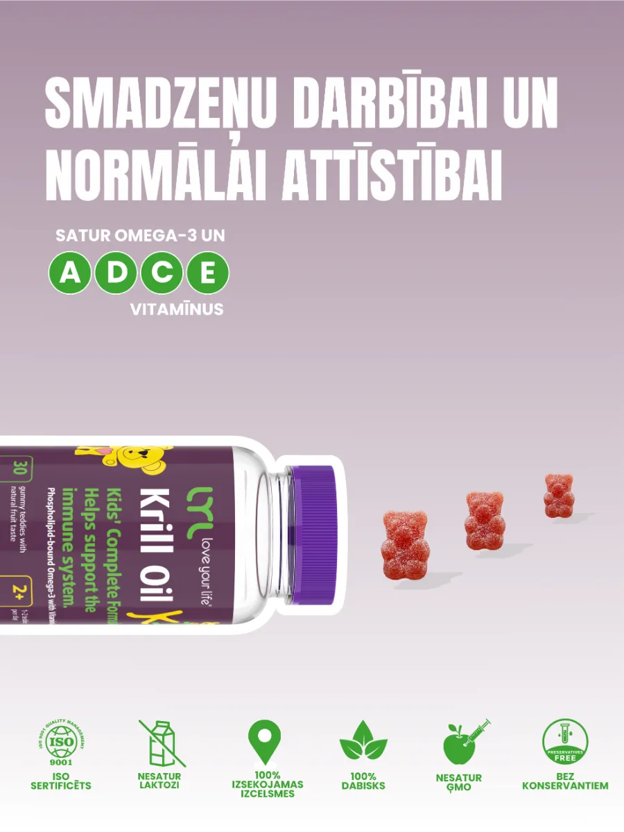 LYL Krill Oil KID, 30 želejas lācīši - Produkta attēls 3