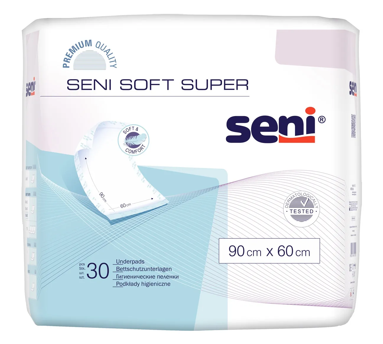 SENI SOFT SUPER absorbējošie paladziņi, 90x60 cm, 30 gab. - Produkta attēls 
