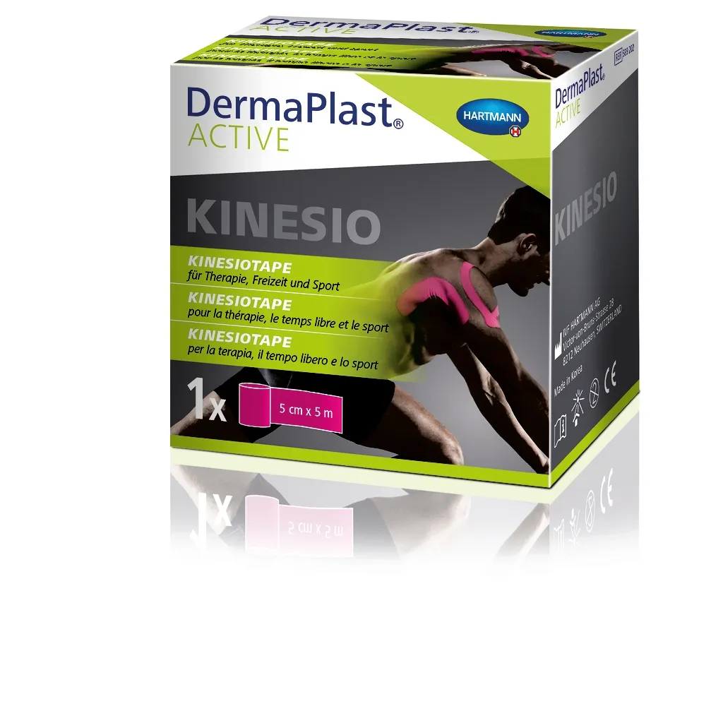 DERMAPLAST Active Kinesio teips (rozā, 5 m x 5 cm), 1 gab - Produkta attēls 