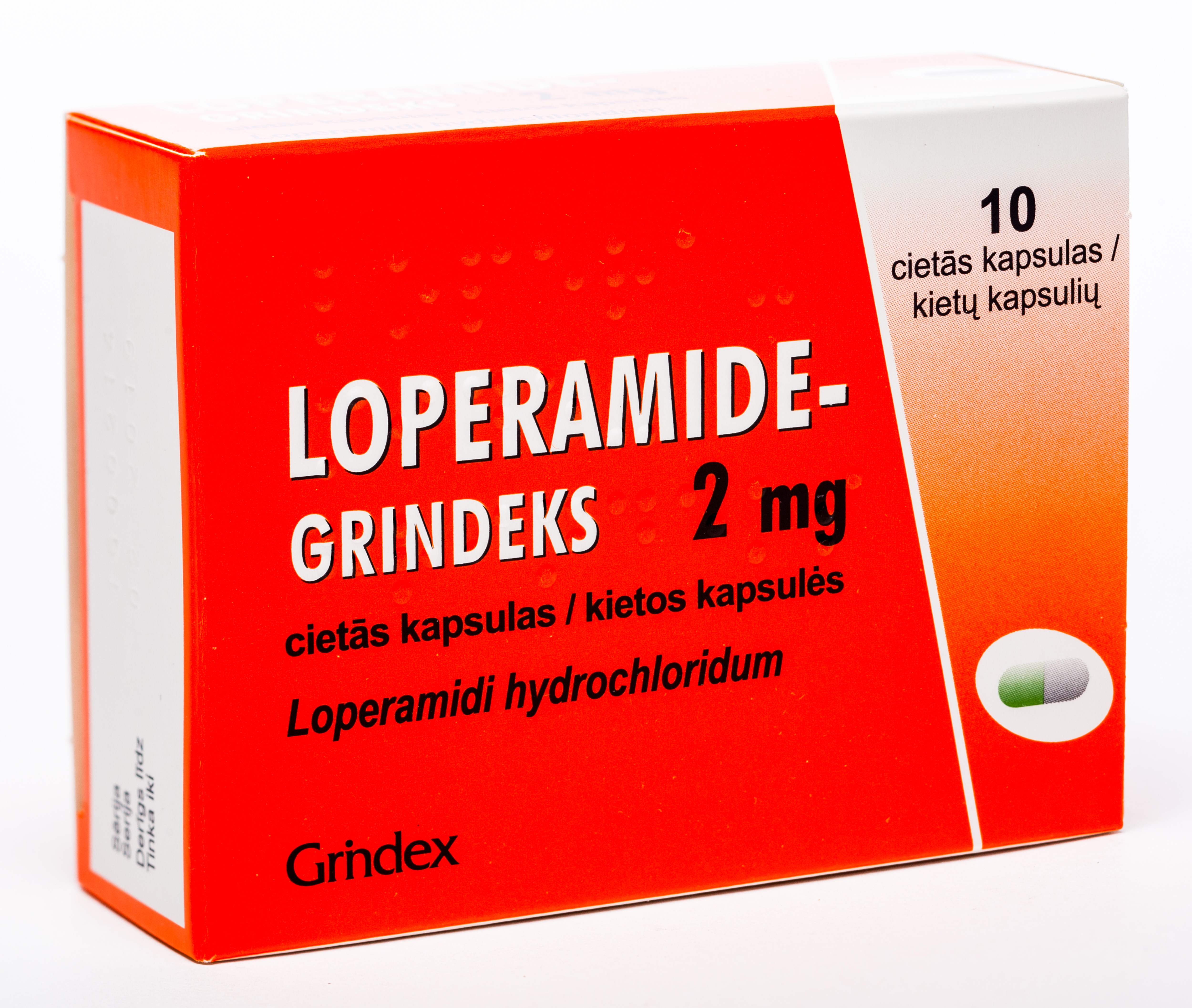LOPERAMĪDA HIDROHLORĪDS 2 mg kapsulas (Grindeks), 10 gab. - Produkta attēls 