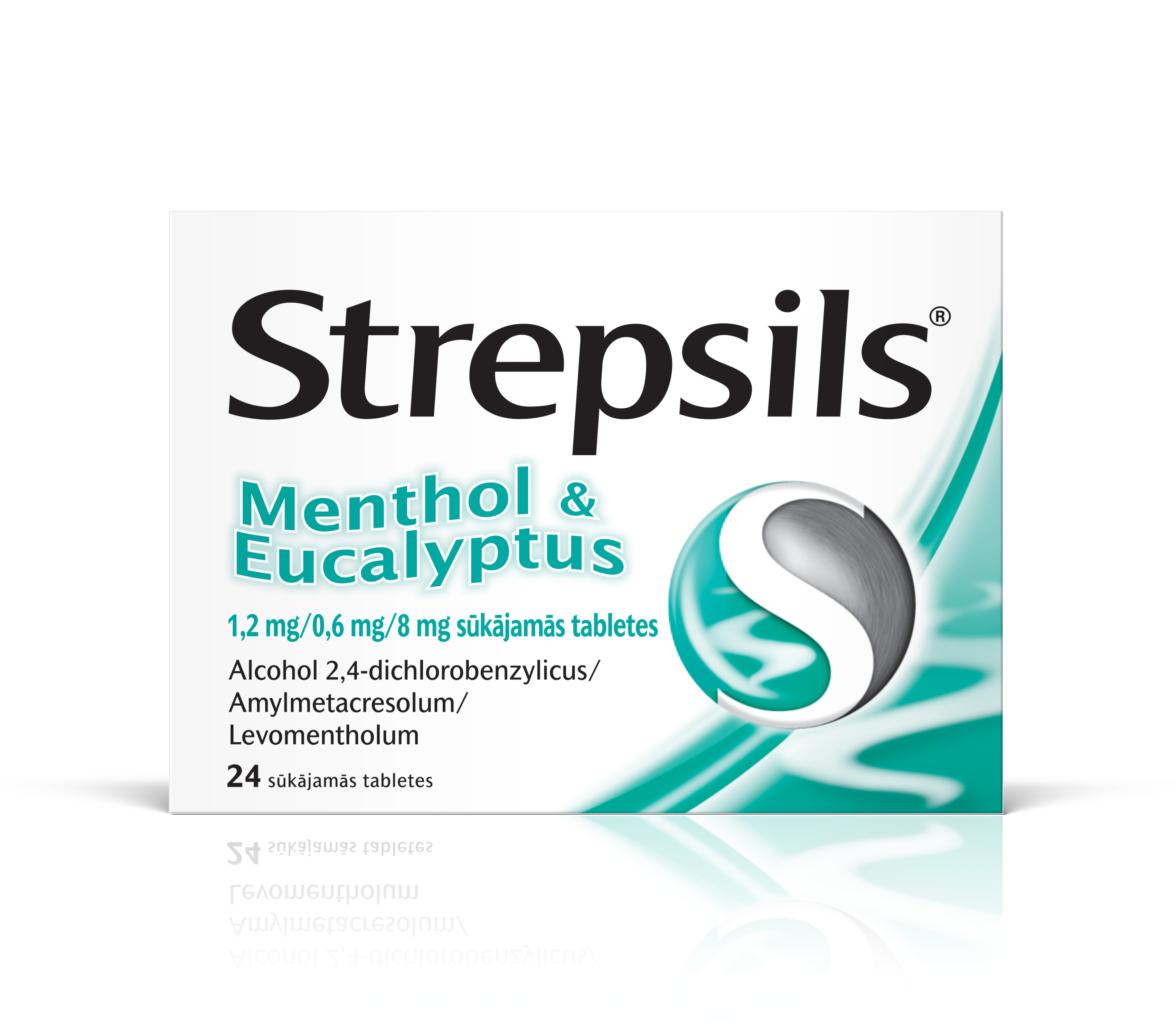 STREPSILS Menthol & Eucalyptus tabletes, 24 gab. - Produkta attēls 