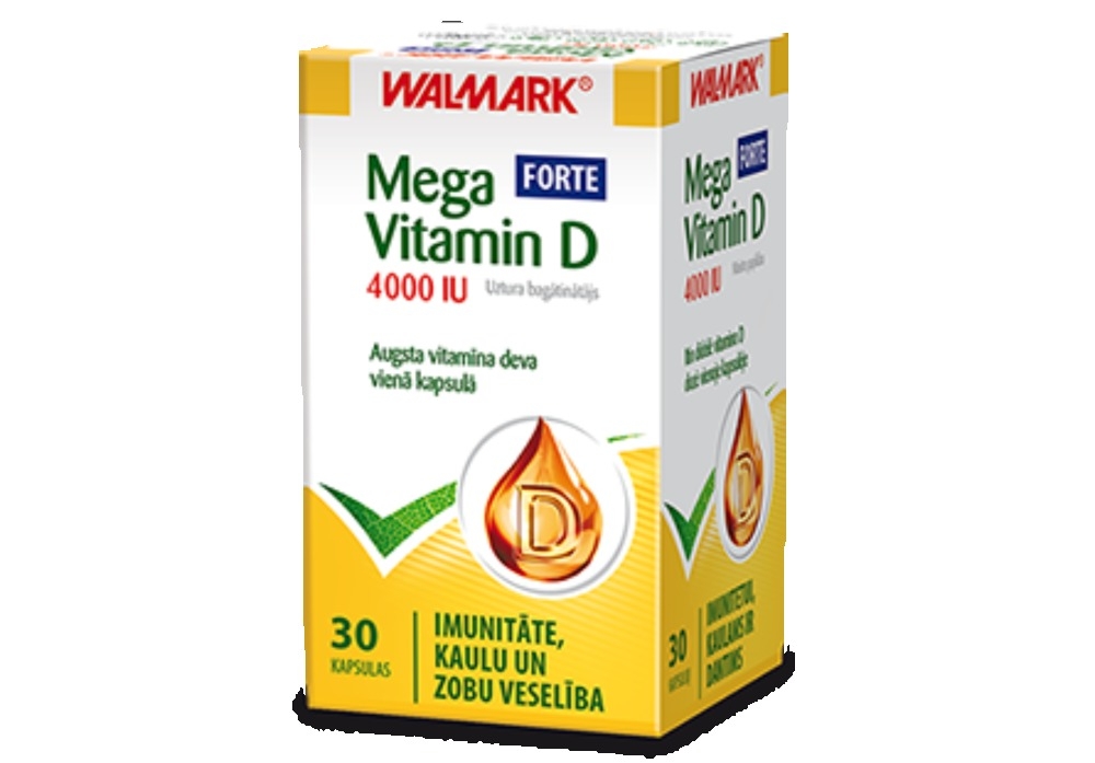 WALMARK Mega D3 Forte vitamīns (4000 IU) kapsulas, 30 gab. - Produkta attēls 