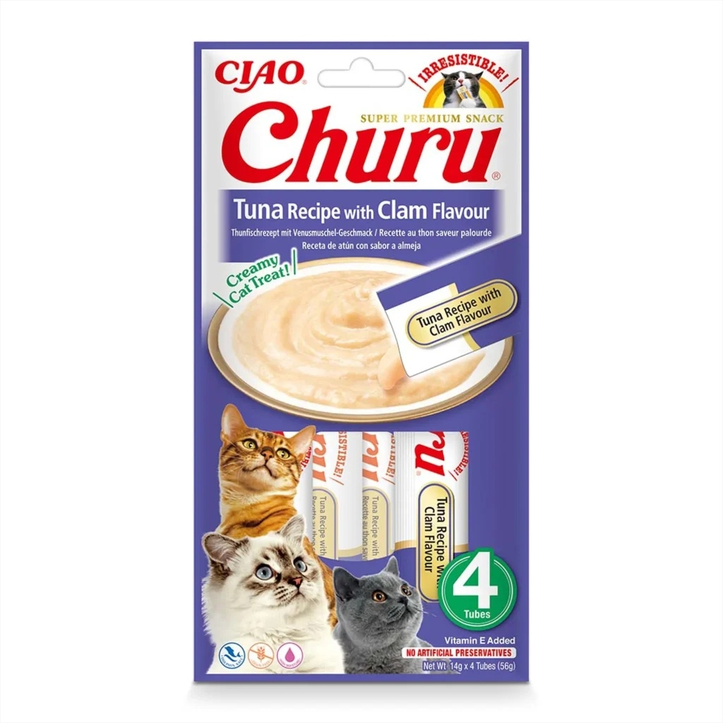 Churu biezenis kaķiem, tuncis&gliemenes 56g (14gx4) N12 - Produkta attēls 