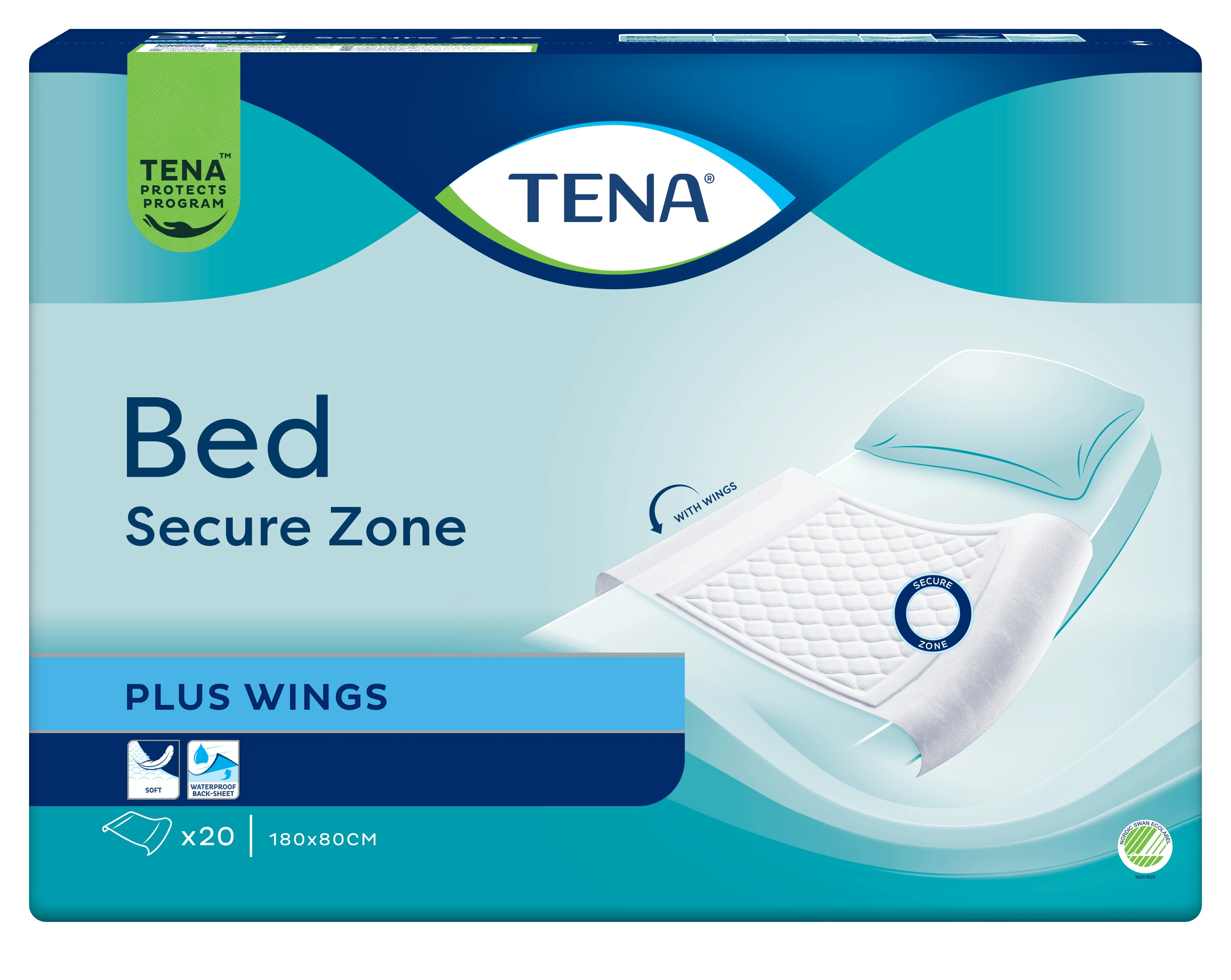 TENA Bed Plus Wings paladziņi ar malu stiprinājumiem 180x80cm, 20 gab. - Produkta attēls 