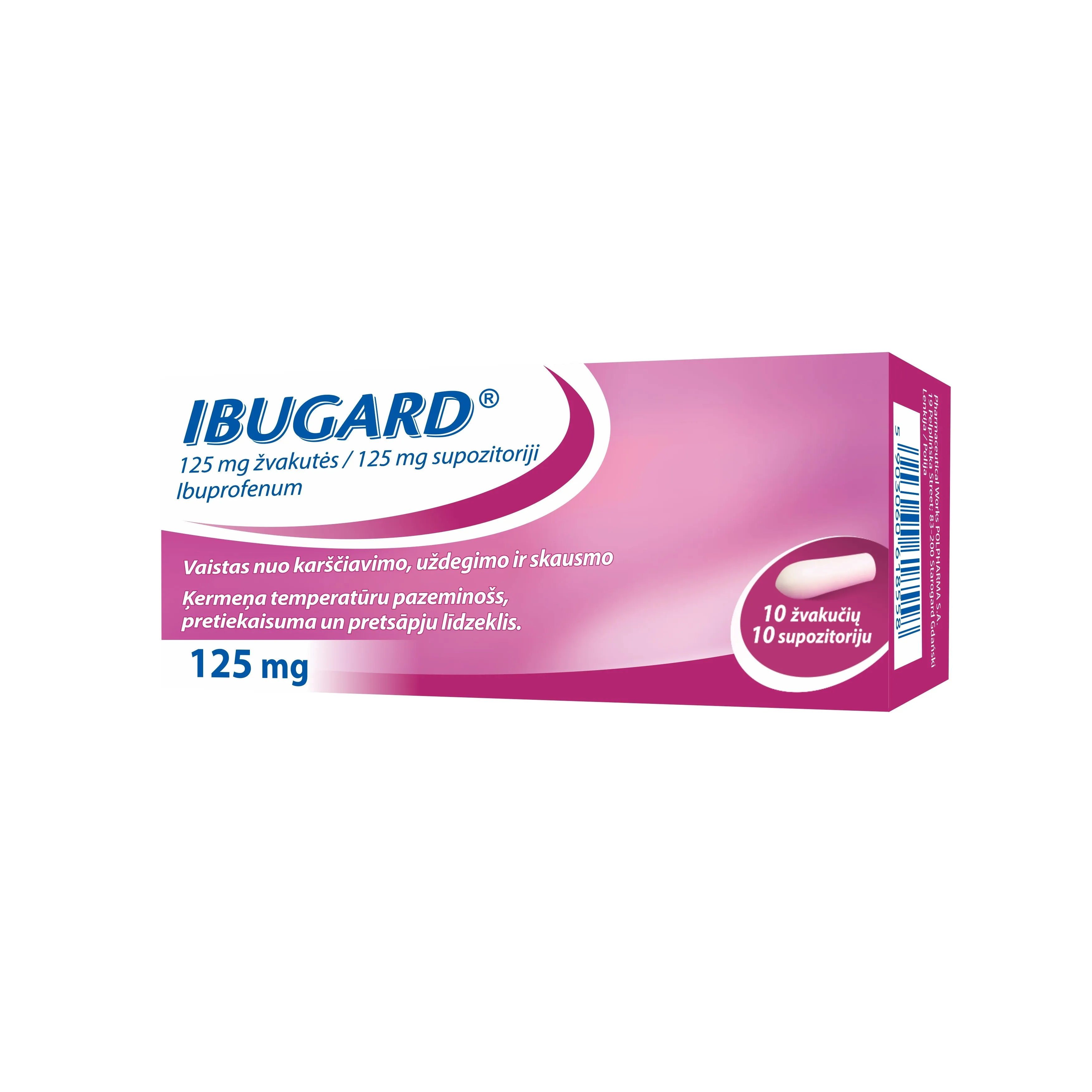 IBUGARD 125 mg supozitoriji, 10 gab. - Produkta attēls 