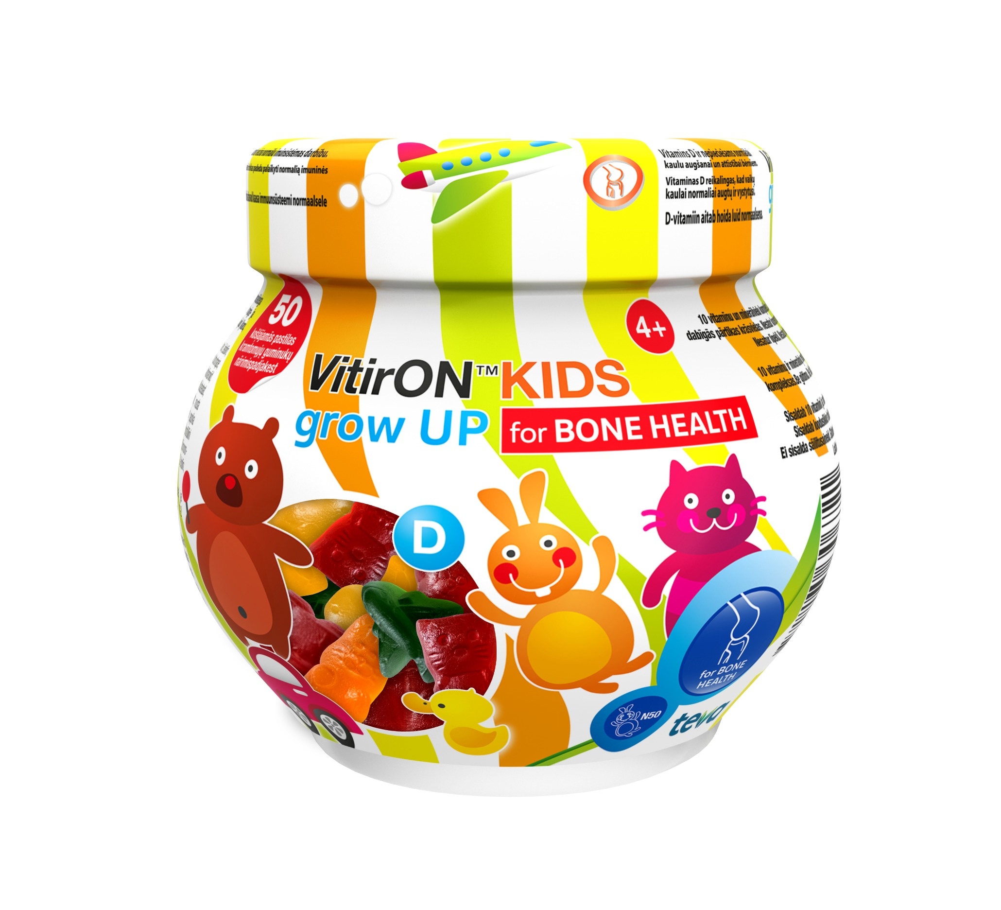 VITIRON™ Kids Grow up kaulu veselībai pastilas, 50 gab. - Produkta attēls 