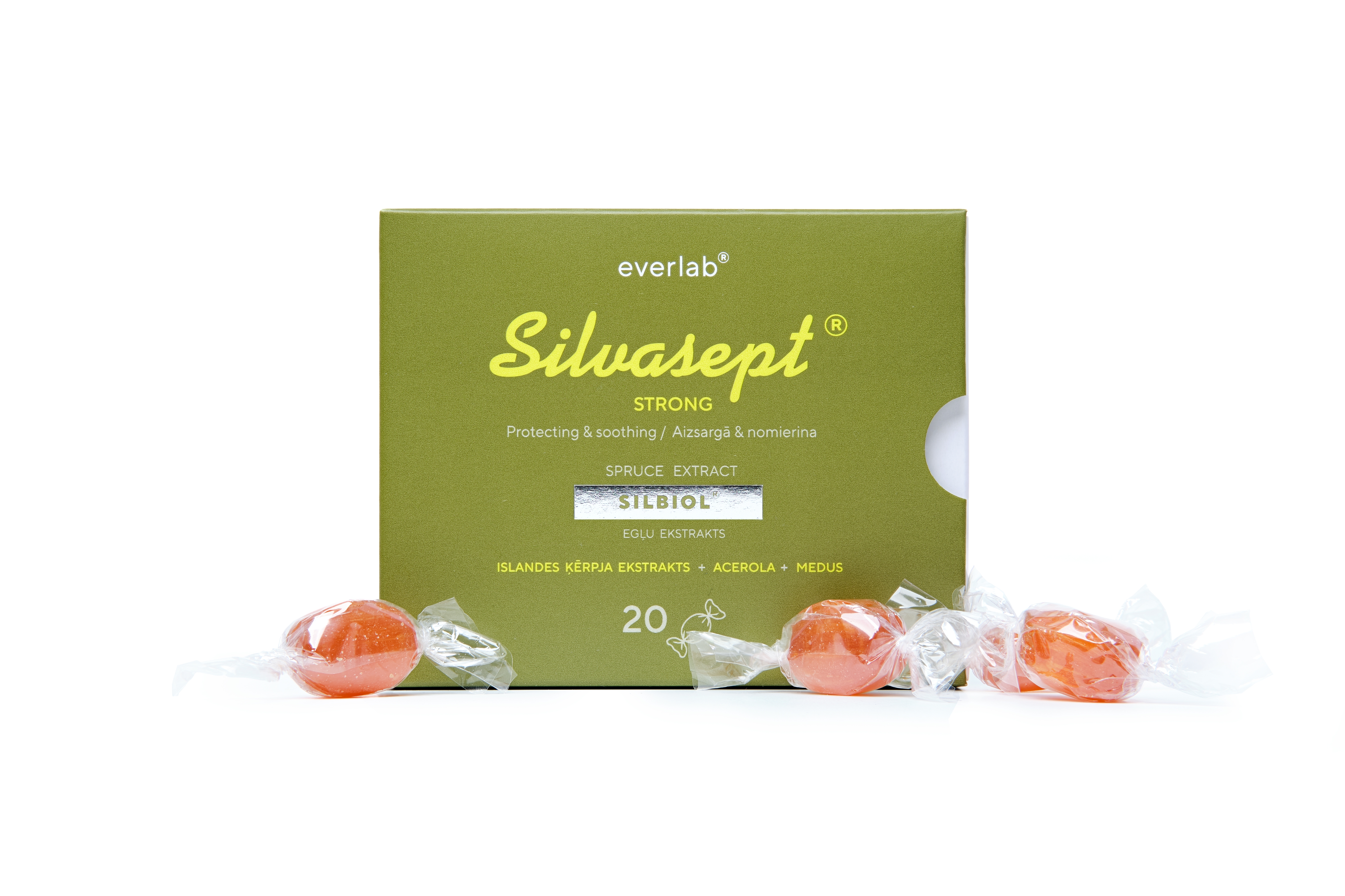 SILVASEPT Strong karameles, 20 gab - Produkta attēls 