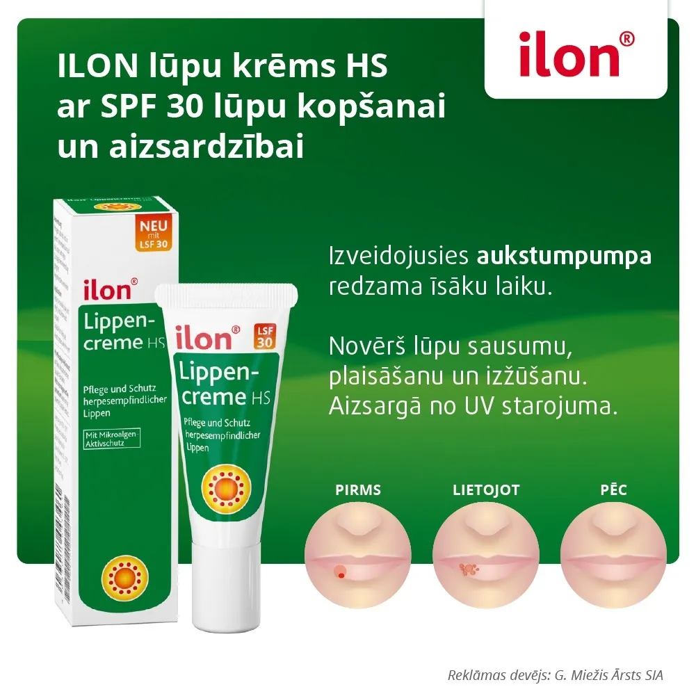 ILON lūpu krēms HS ar SPF 30 lūpu kopšanai un aizsardzībai, 10 ml - Produkta attēls 3