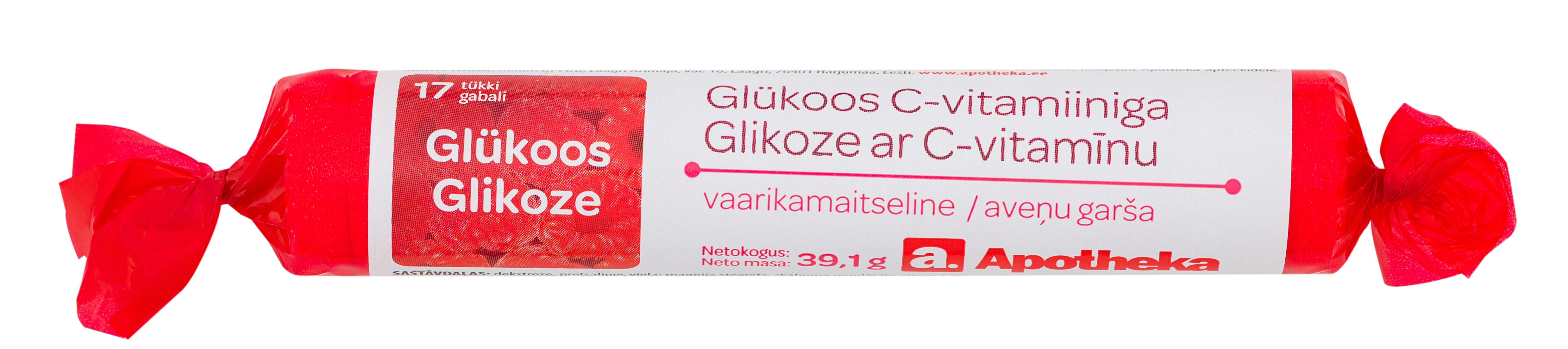 APOTHEKA Glikoze ar C vitamīnu (avenes garša), 17 gab - Produkta attēls 