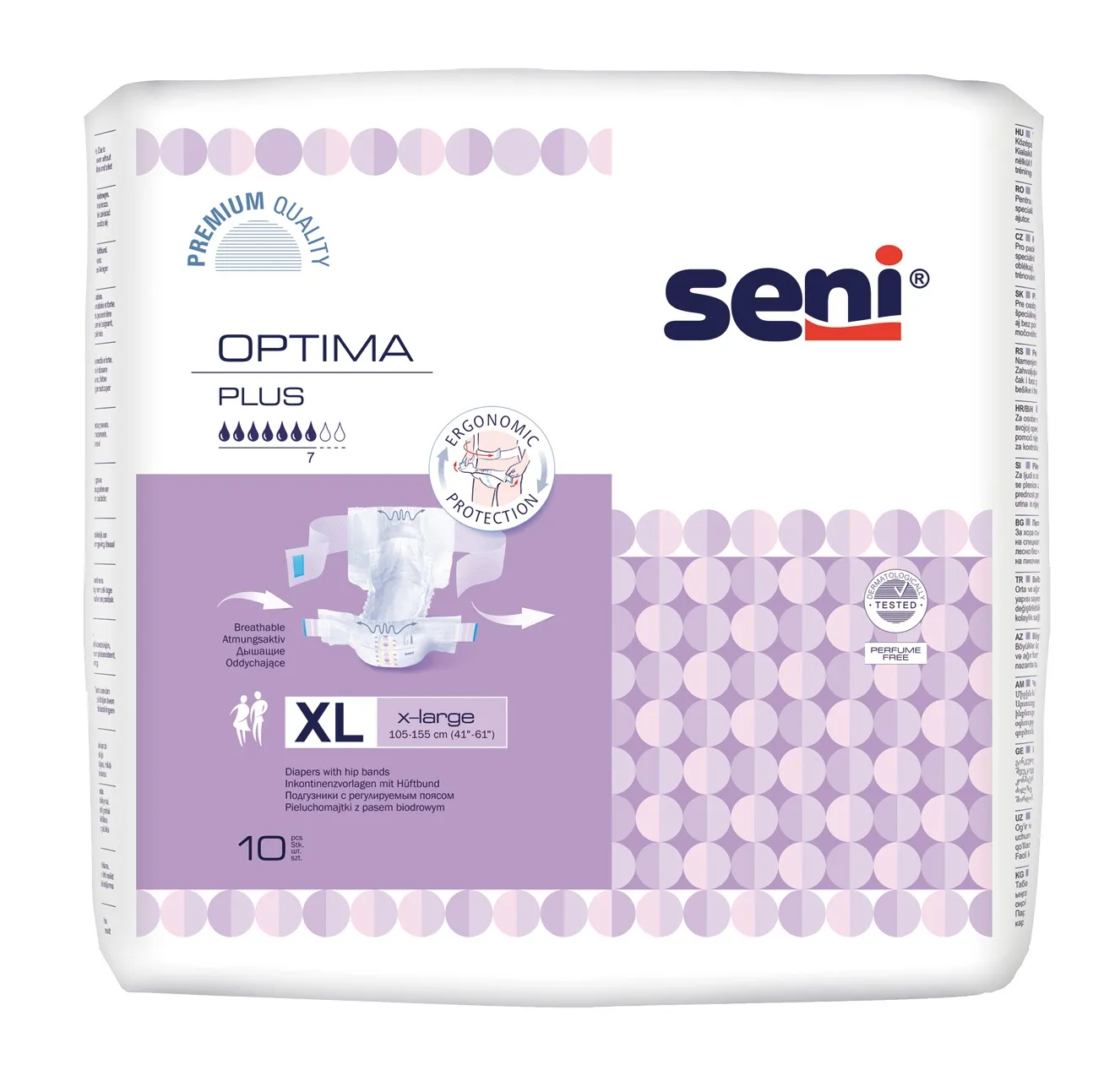 SENI OPTIMA PLUS jostbikses pieaugušajiem, XL izmērs, 10 gab. - Produkta attēls 