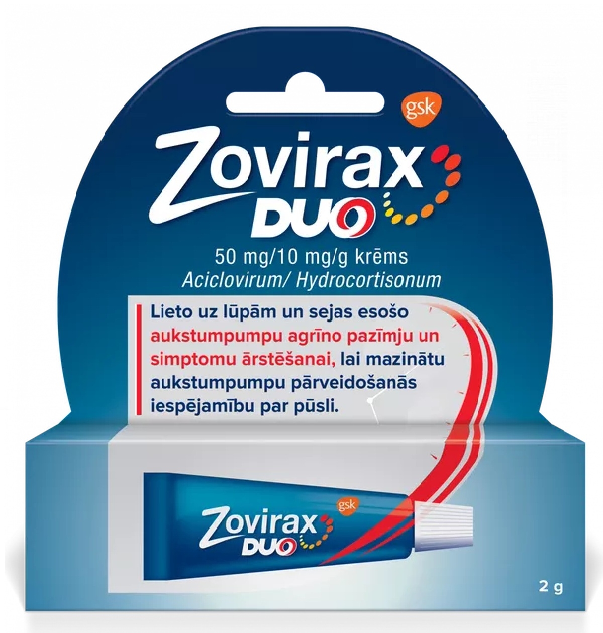 ZOVIRAX DUO 5%+1% KRĒMS 2G ALUM.TUB - Produkta attēls 
