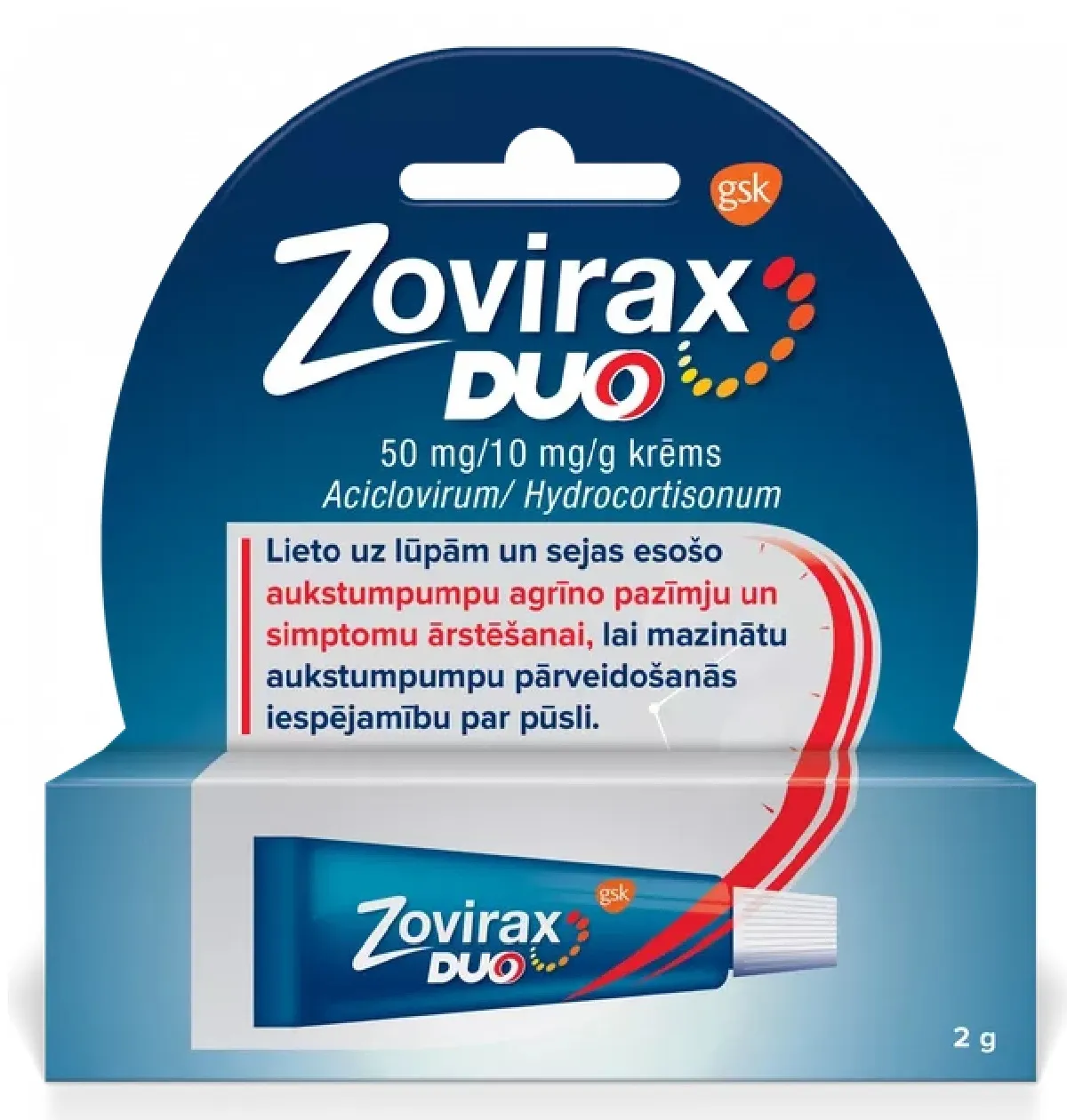 ZOVIRAX DUO 5%+1% KRĒMS 2G ALUM.TUB - Produkta attēls 
